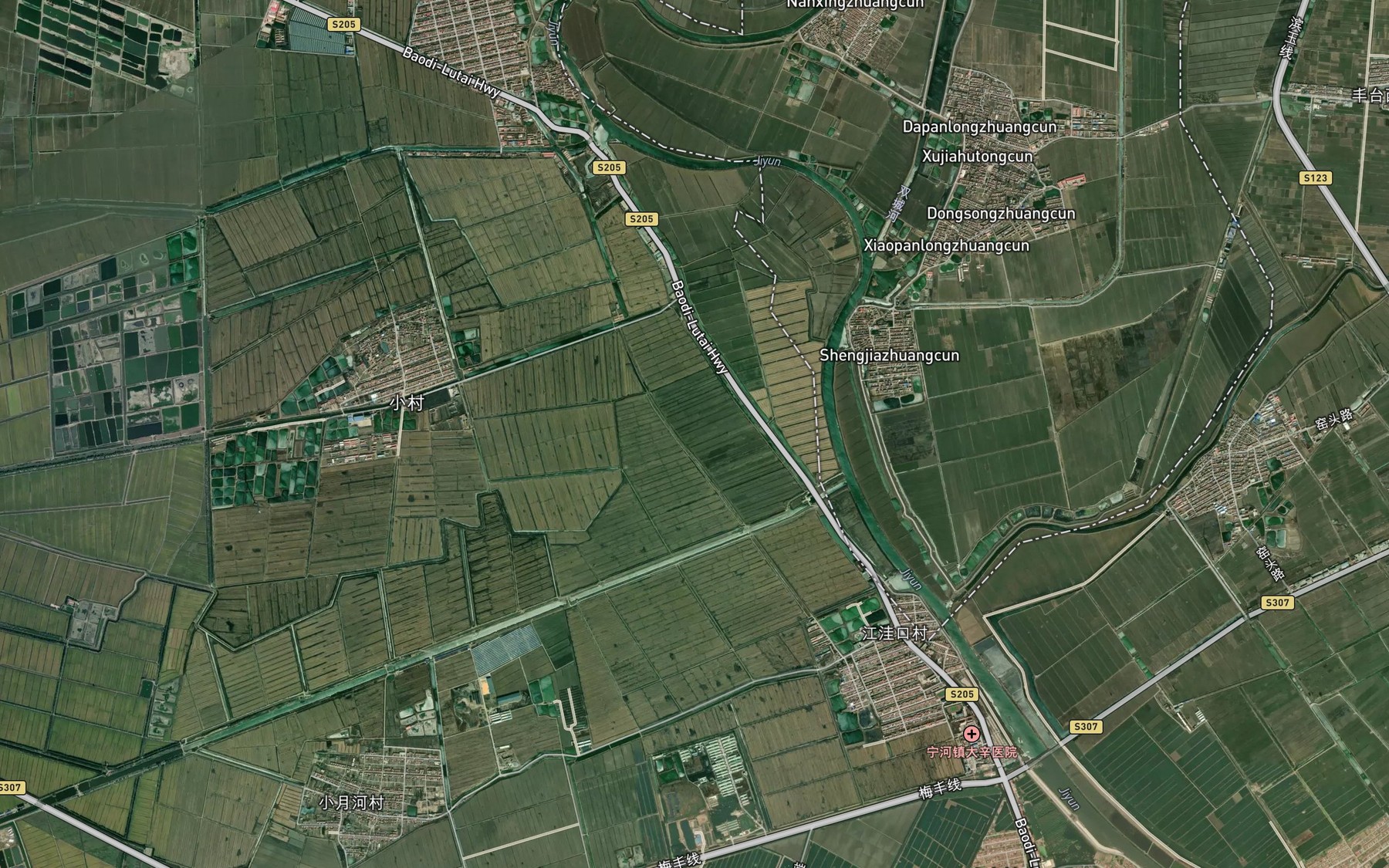 Satellite map of the Shuangcheng He