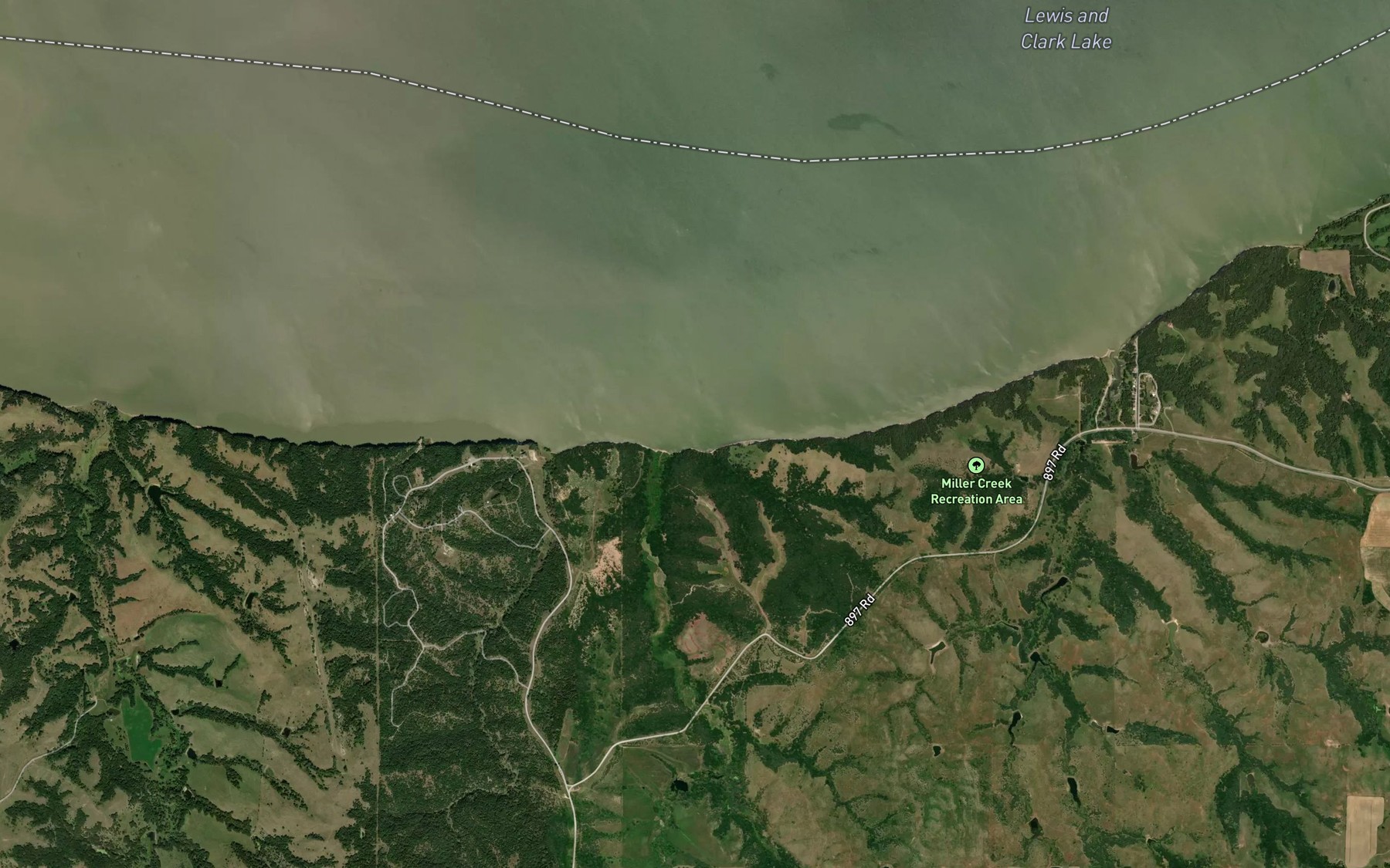 Satellite map of the Devils Nest Creek