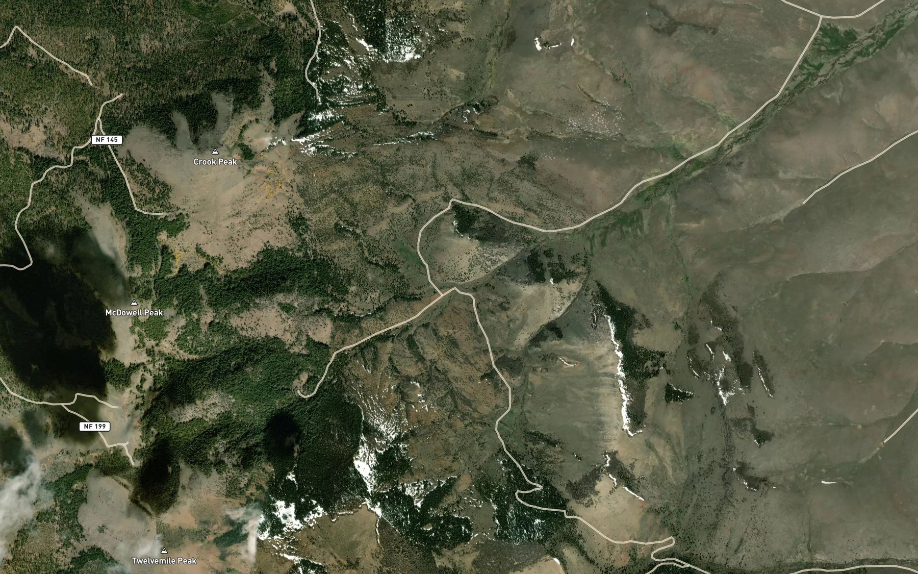 Satellite map of the North Fork McDowell Creek