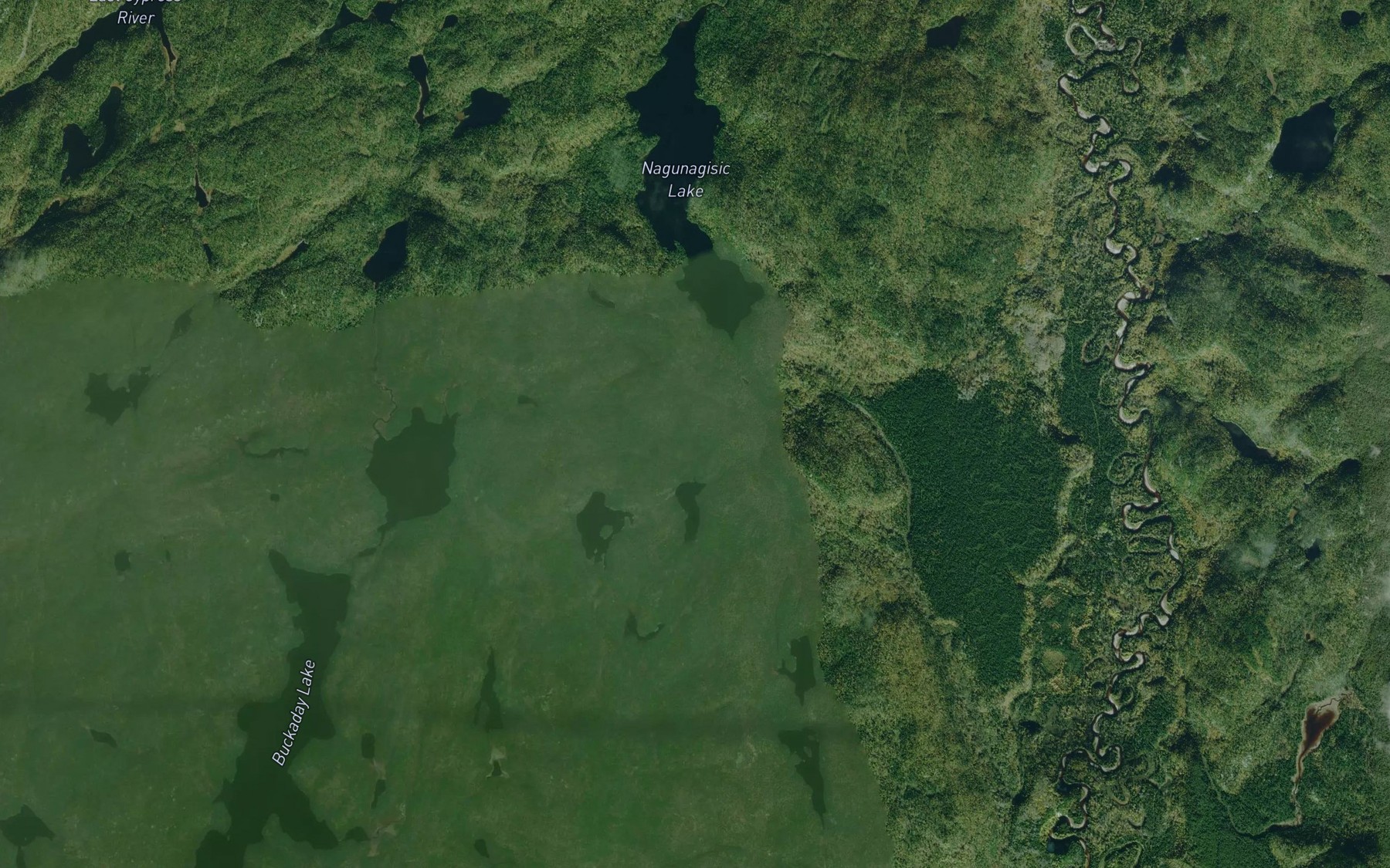Satellite map of the Nagunagisic Creek