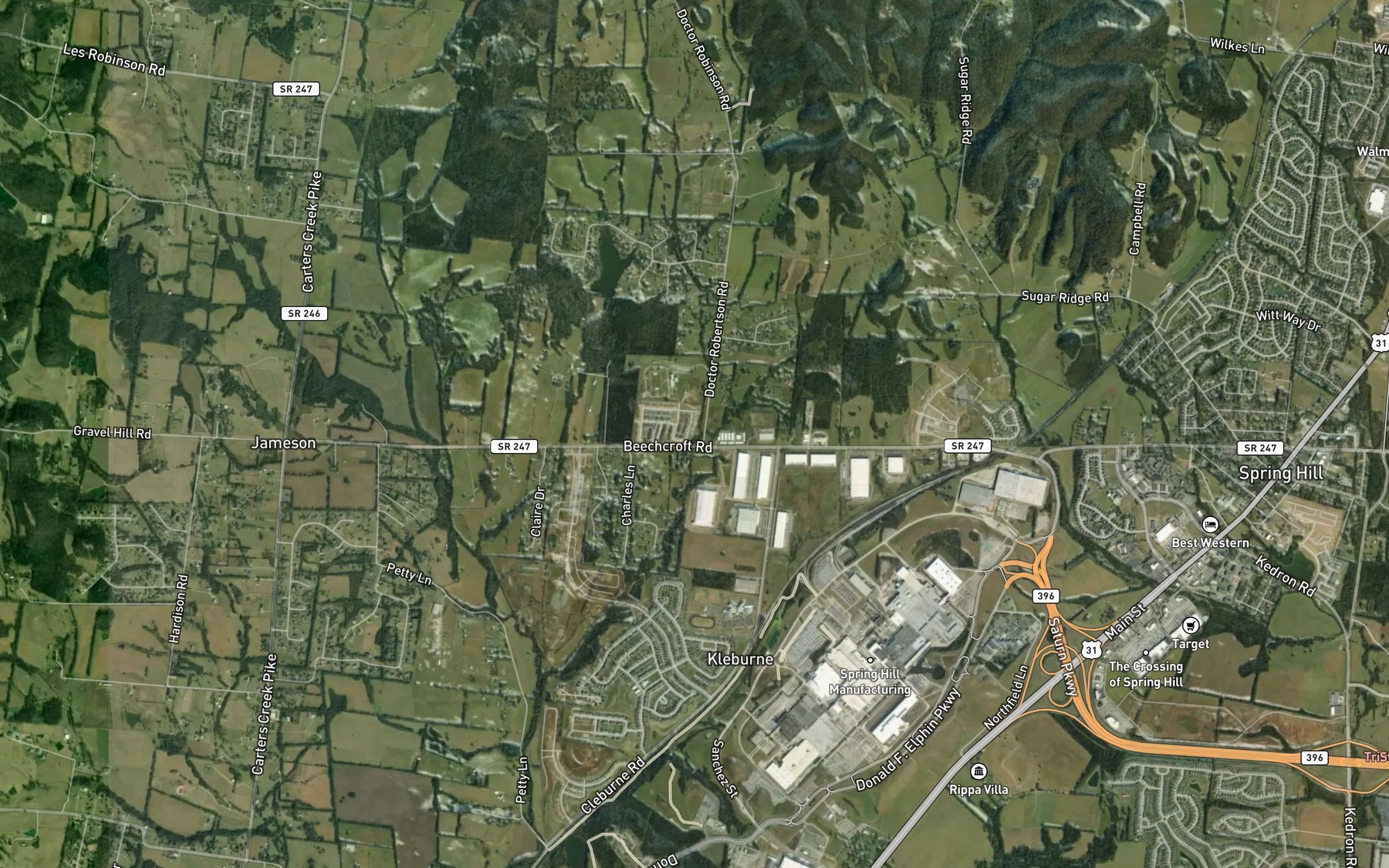 Satellite map of the McMeen Branch
