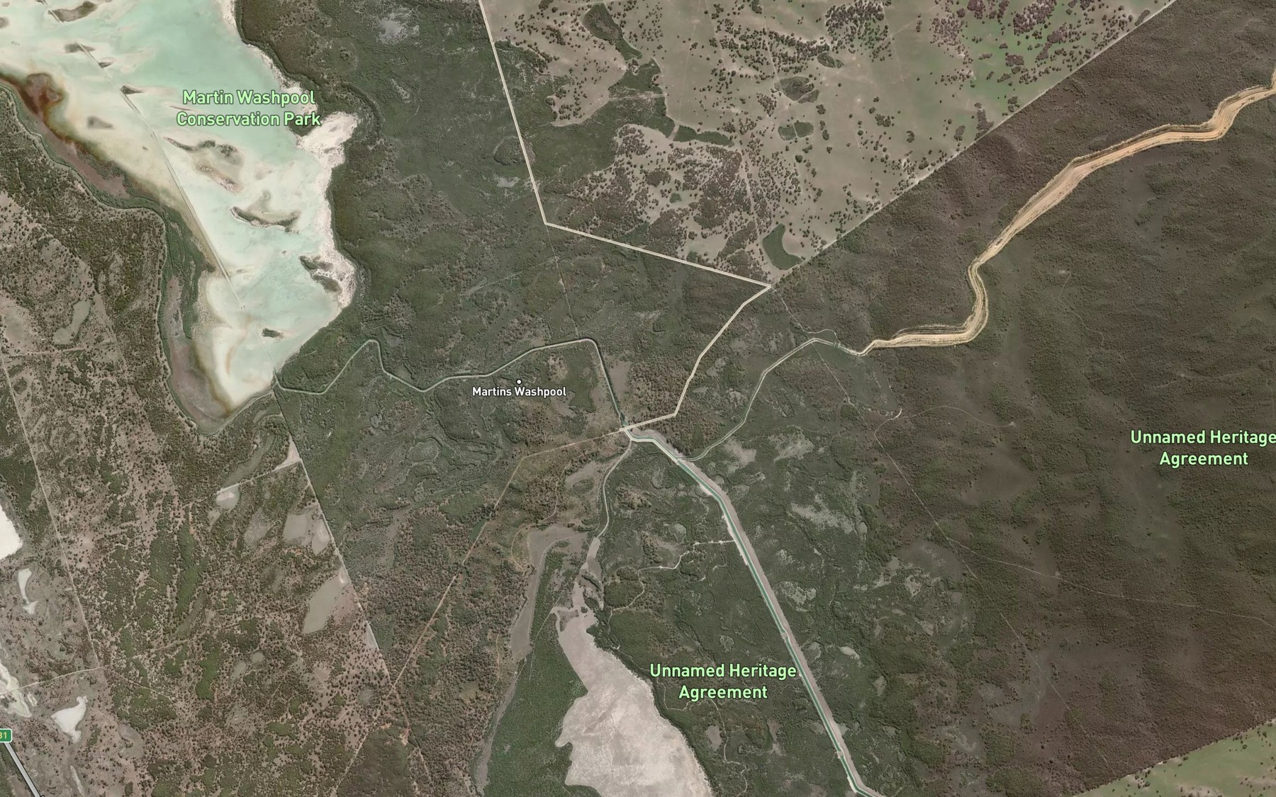 Satellite map of the Martins Wash