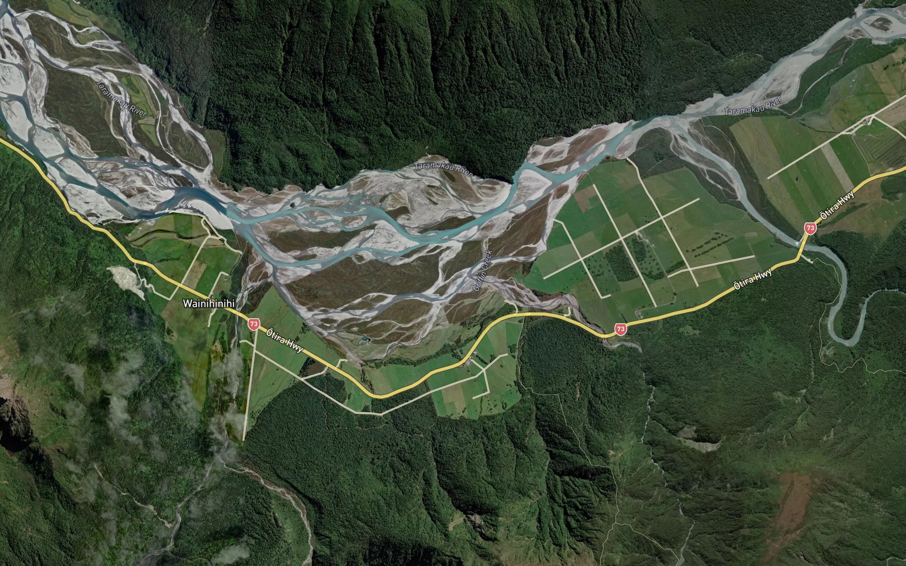 Satellite map of the Harrington Creek