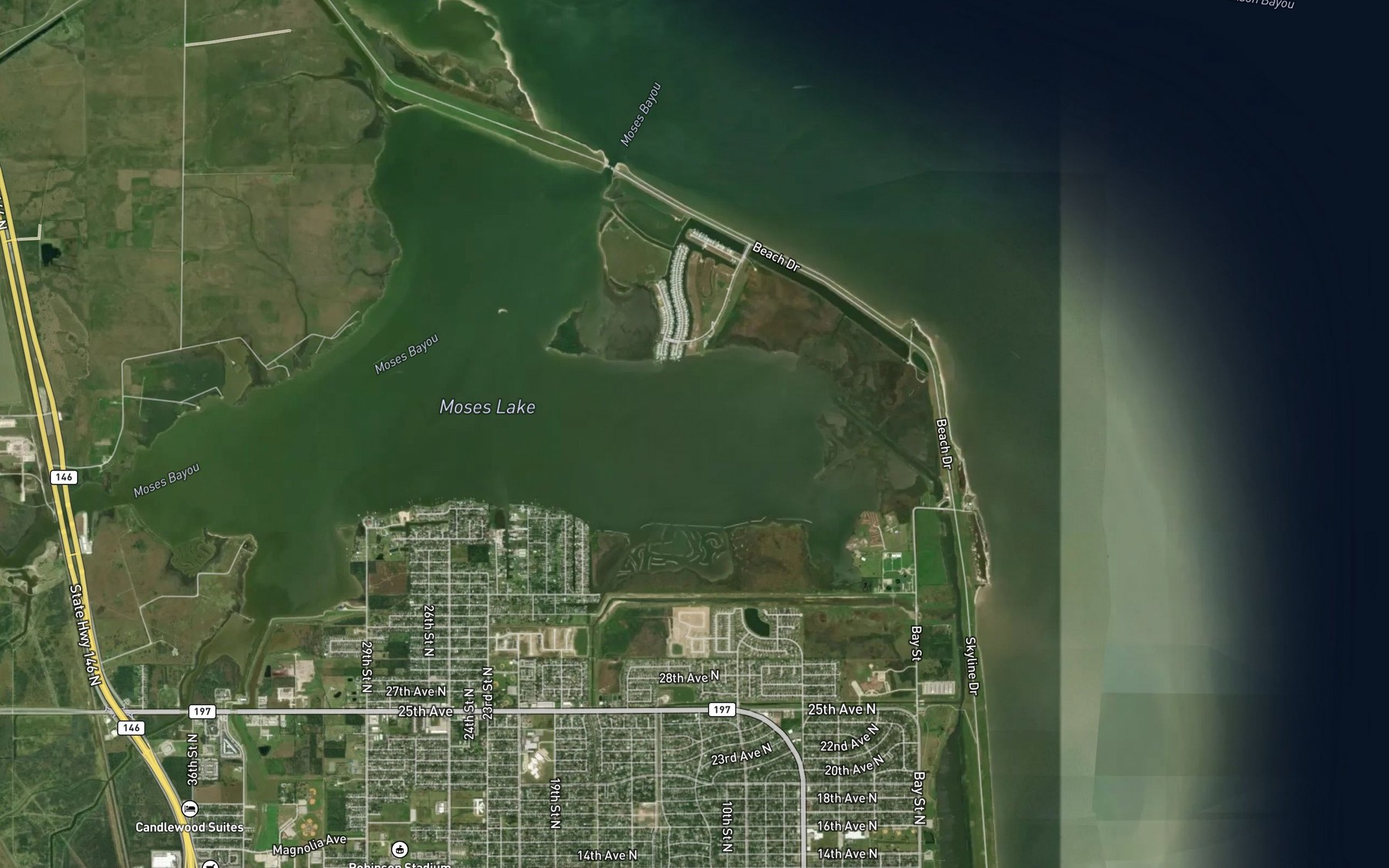 Satellite map of the Dollar Bay
