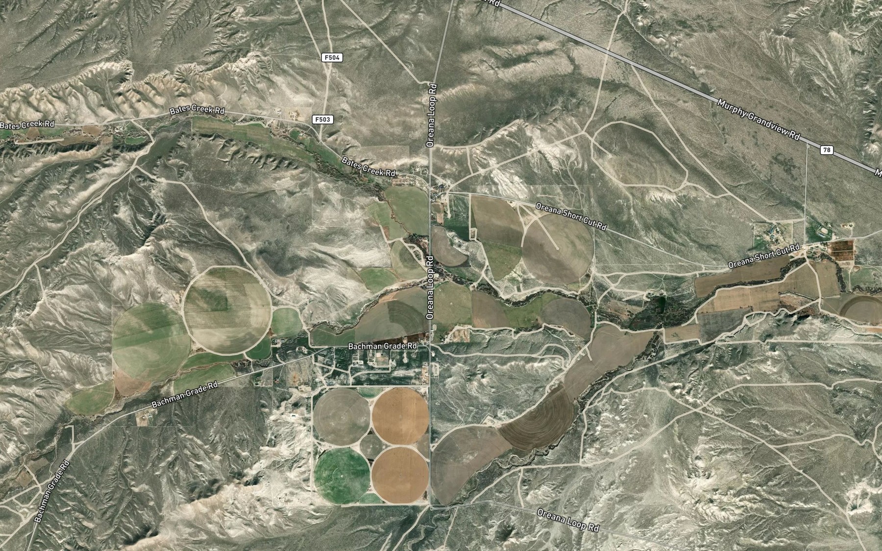 Satellite map of the Pickett Creek