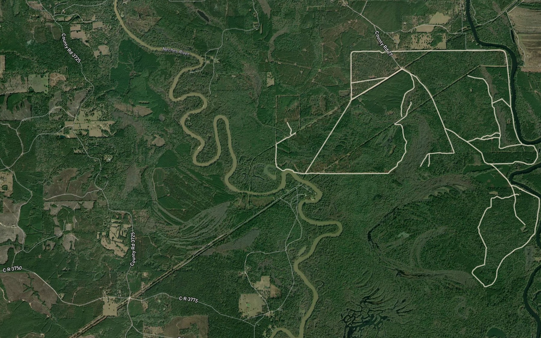 Satellite map of the Old River Lakes
