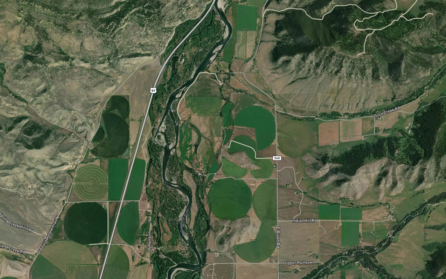 Satellite map of the Spring Creek Ditch