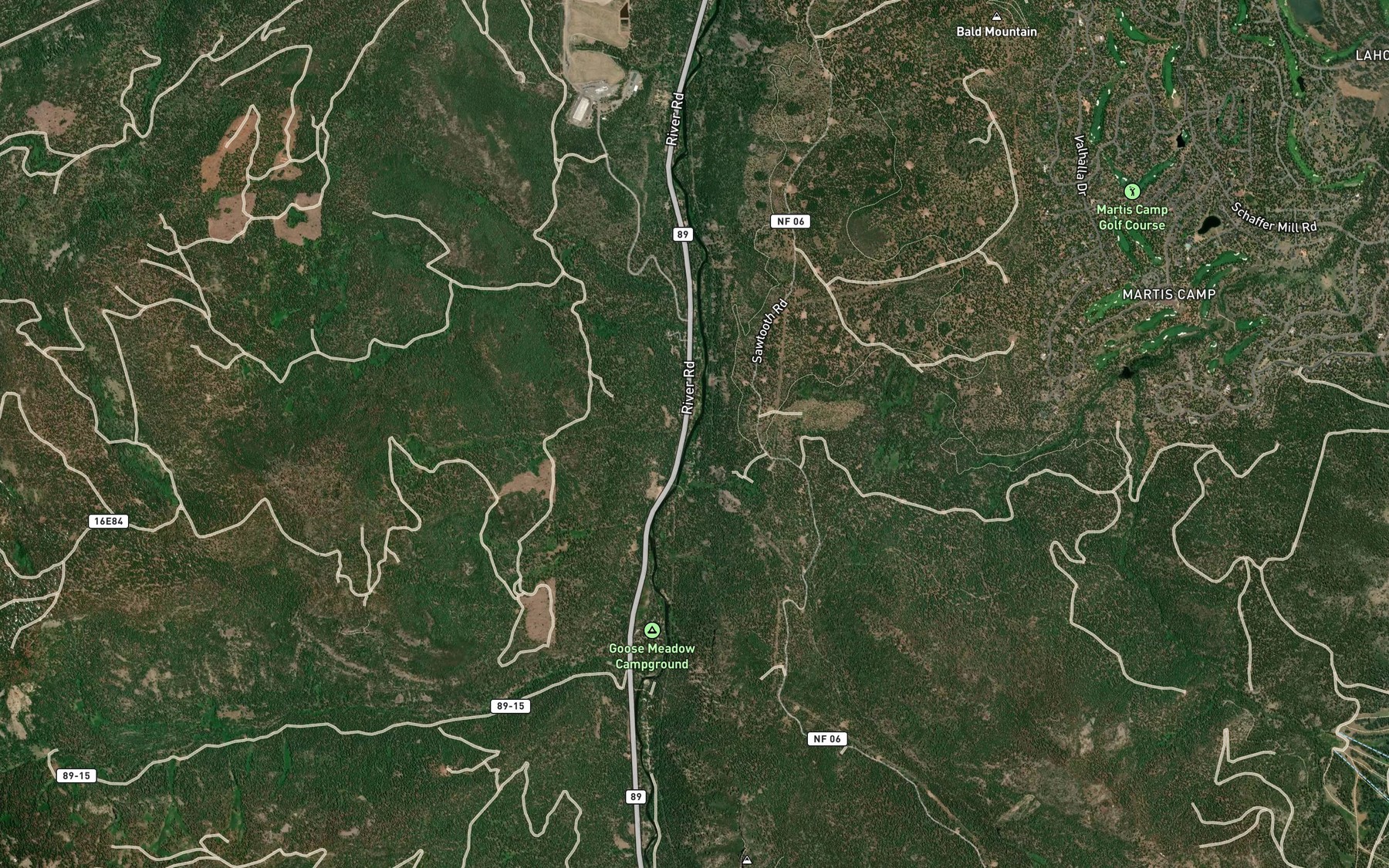 Satellite map of the Brush Creek