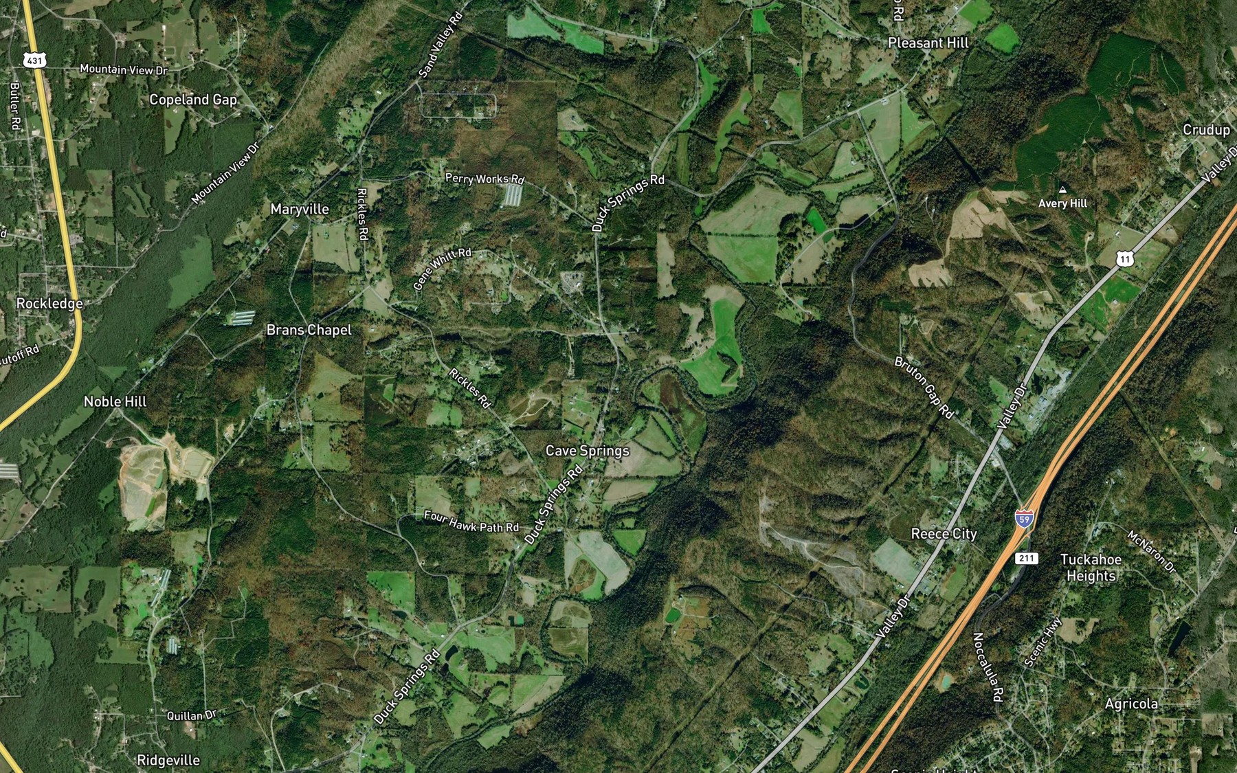 Satellite map of the Cooper Spring