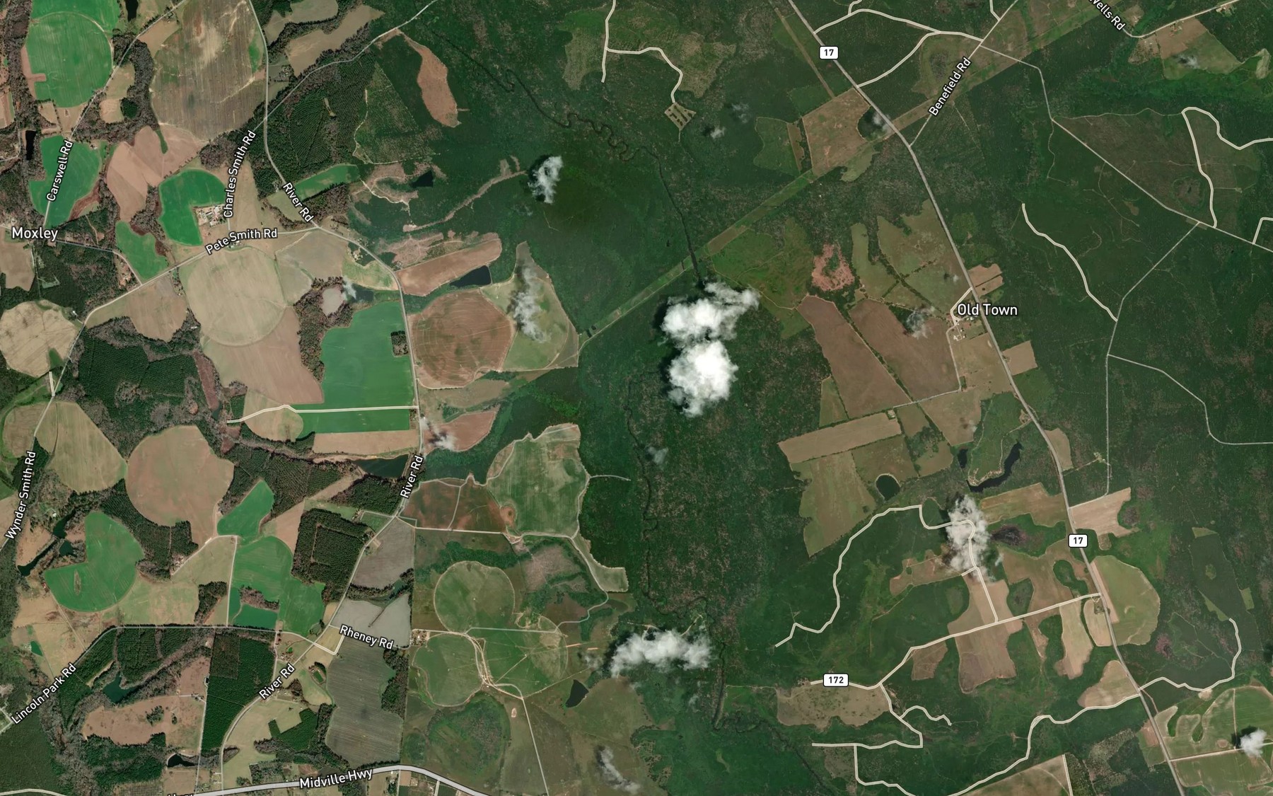 Satellite map of the Three Runs