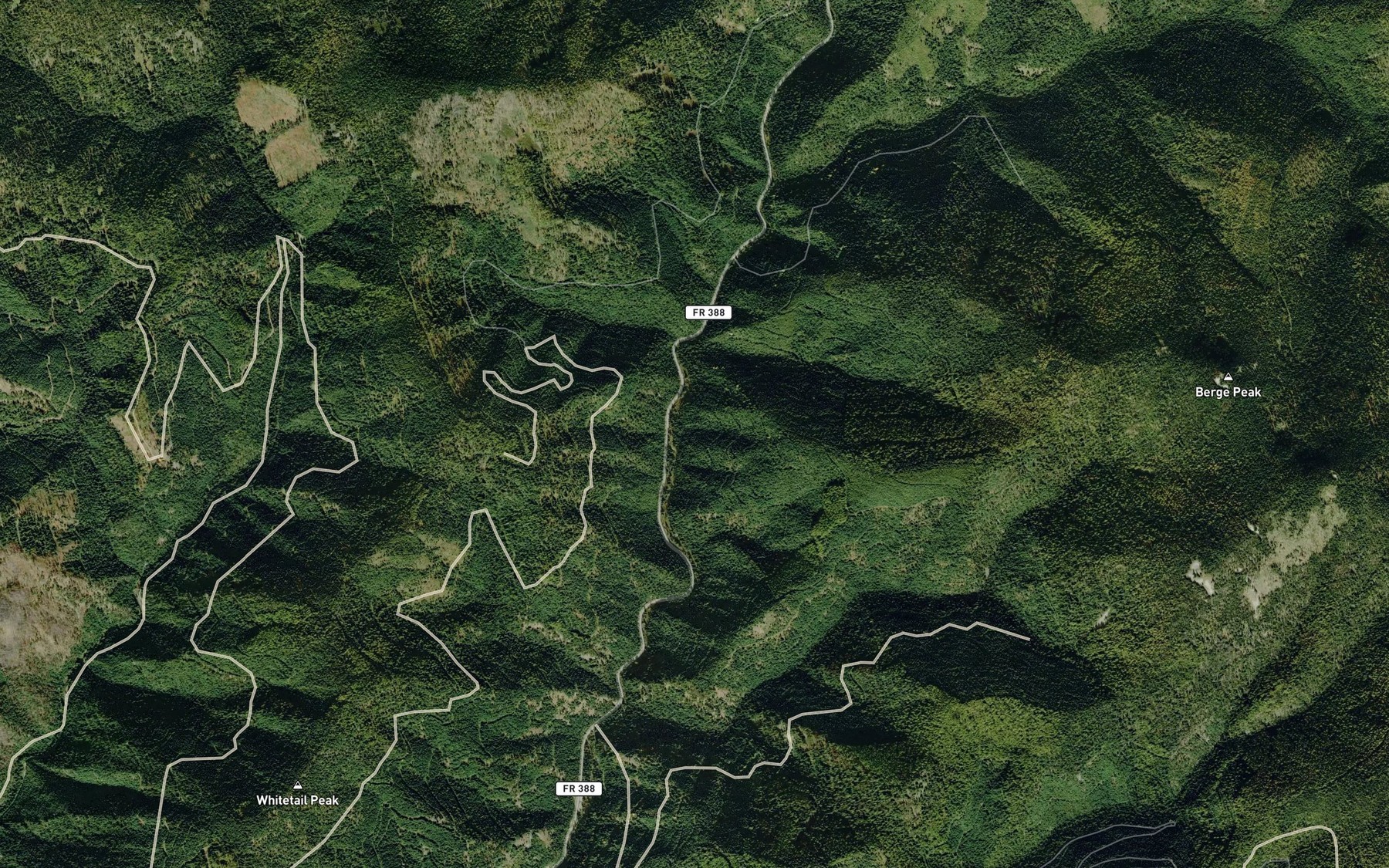 Satellite map of the Pretty Creek
