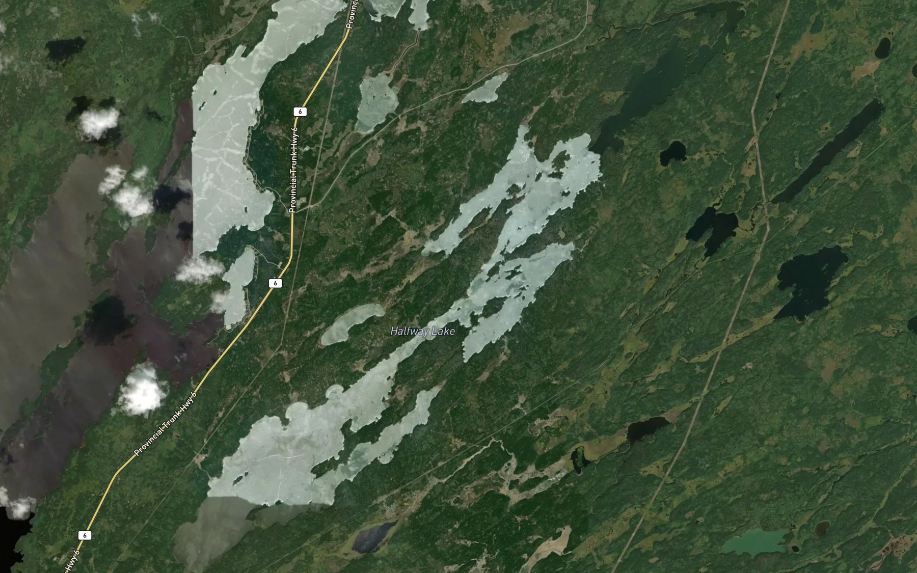 Satellite map of the Halfway Lake