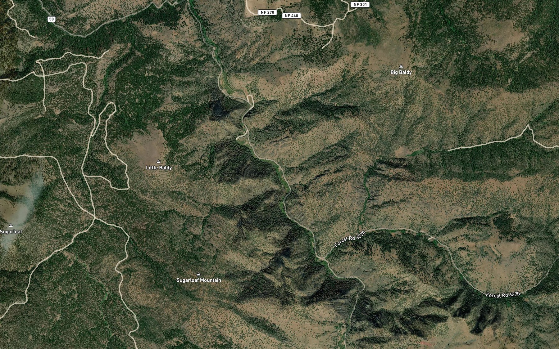 Satellite map of the Little Frazier Creek