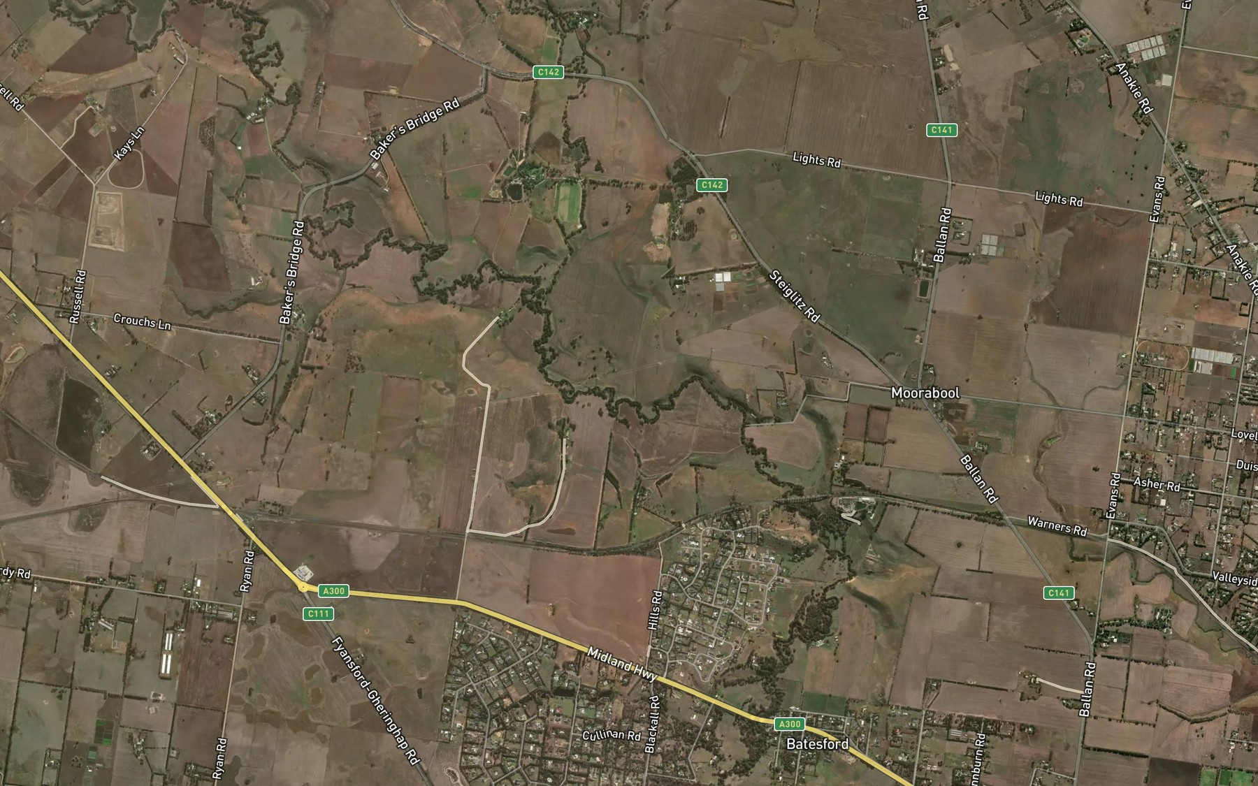 Satellite map of the Sutherland Creek