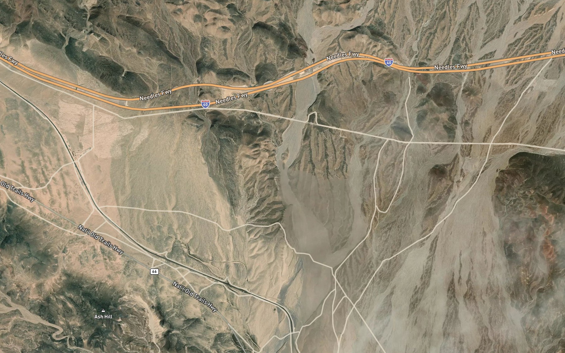 Satellite map of the Bristol Mountains Wash