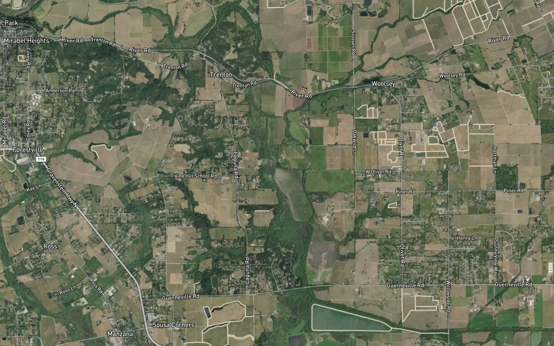 Satellite map of the Laguna de Santa Rosa