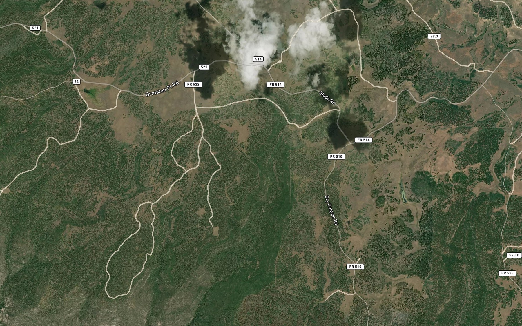 Satellite map of the Tozer Number One Reservoir