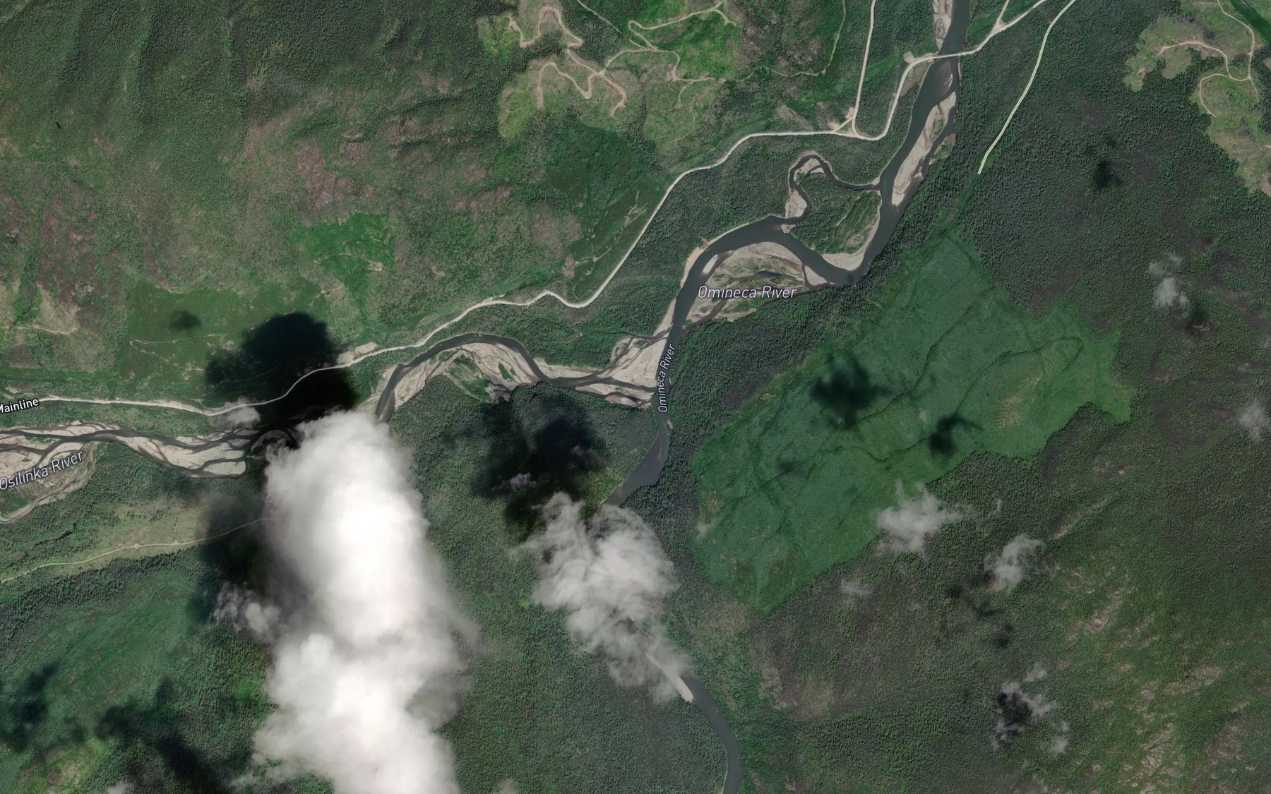 Satellite map of the Osilinka River