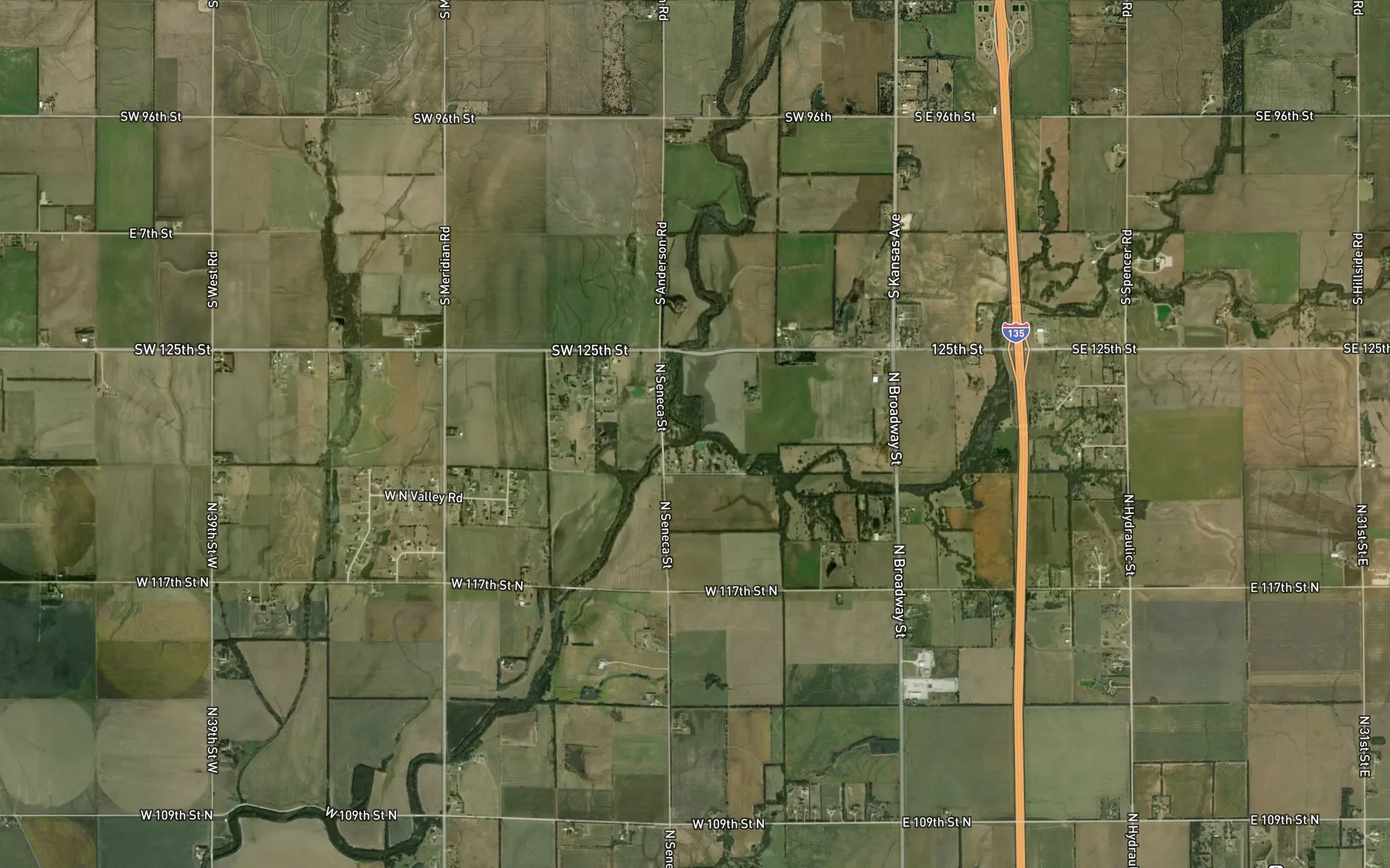 Satellite map of the Gooseberry Creek