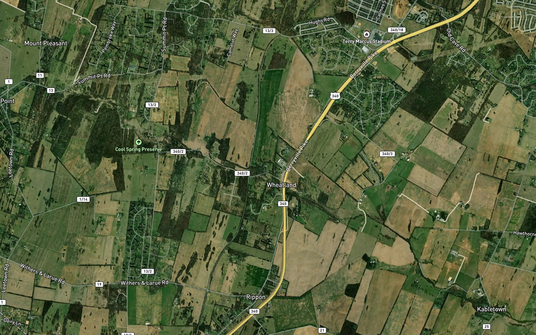 Satellite map of the Henry Baker Farm Spring