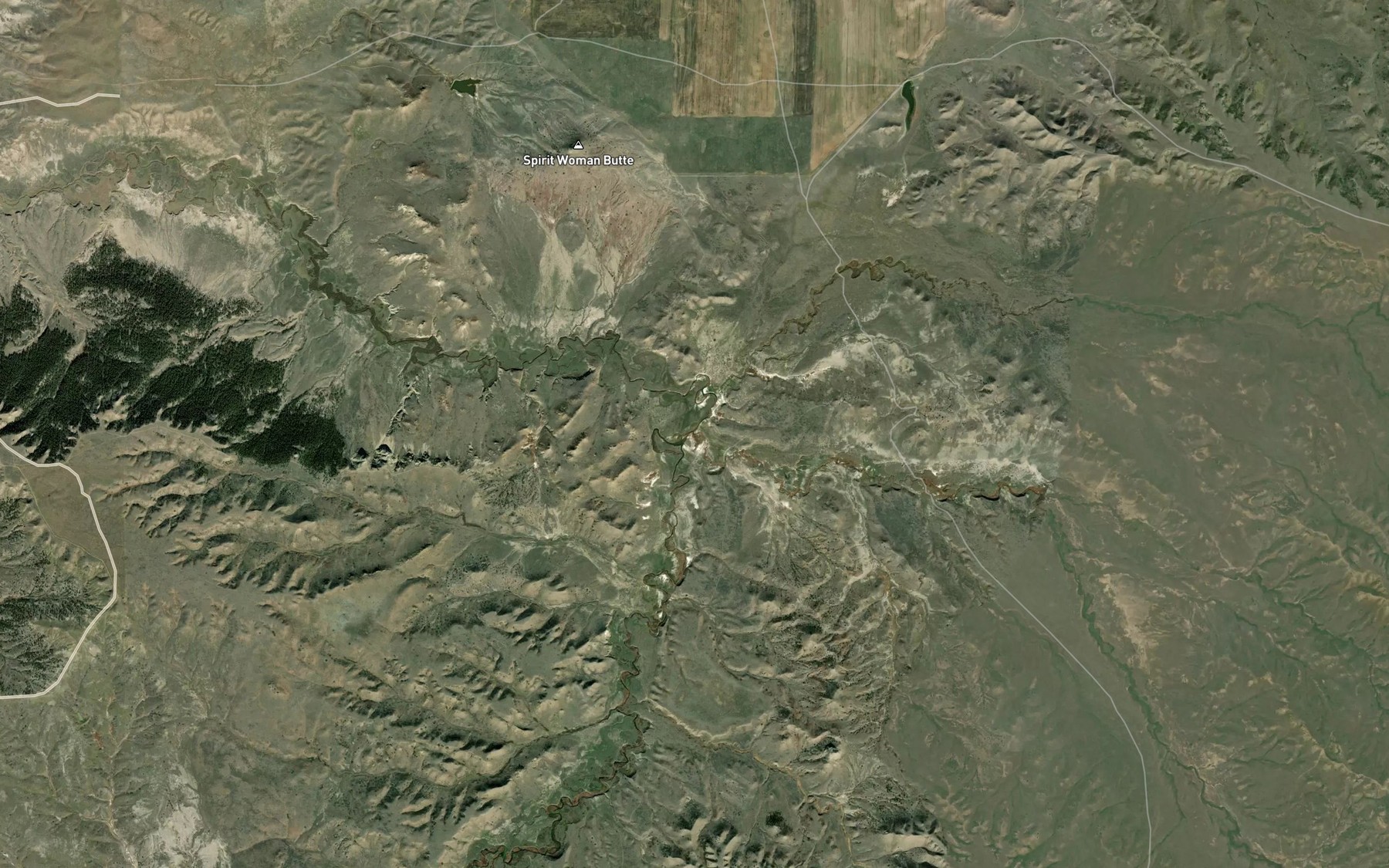 Satellite map of the Running Crow Creek