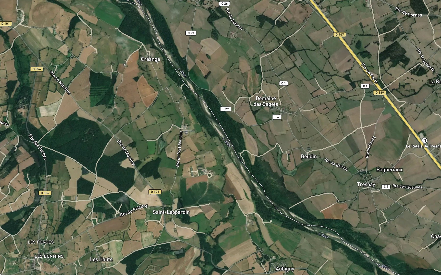 Satellite map of the Ruisseau de Burges