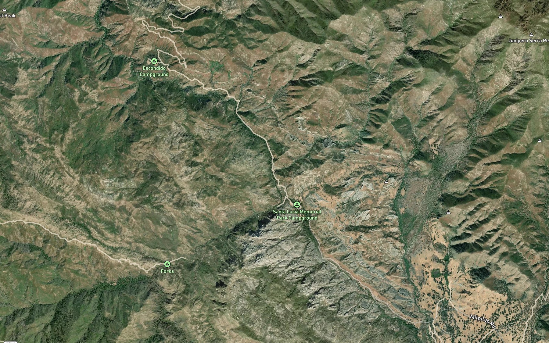 Satellite map of the Roosevelt Creek