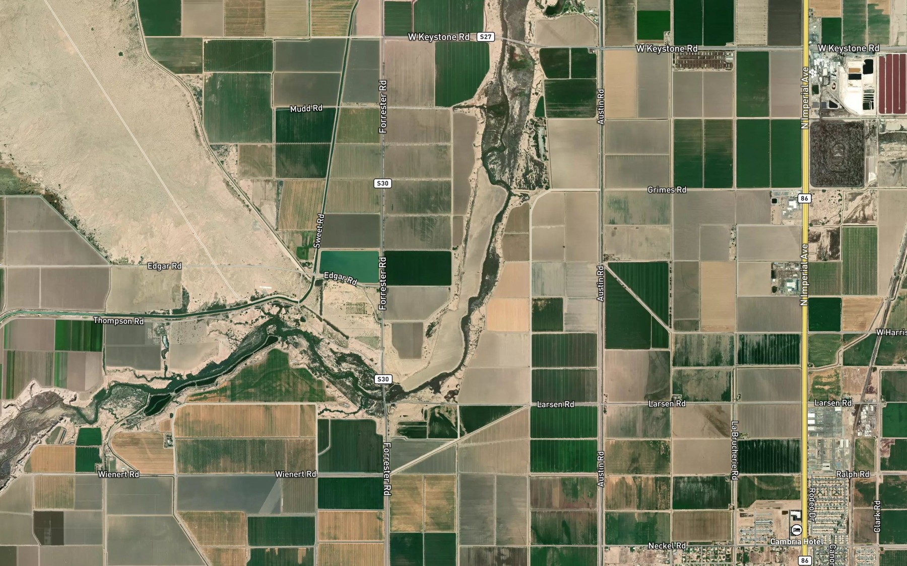Satellite map of the Sumac Canal