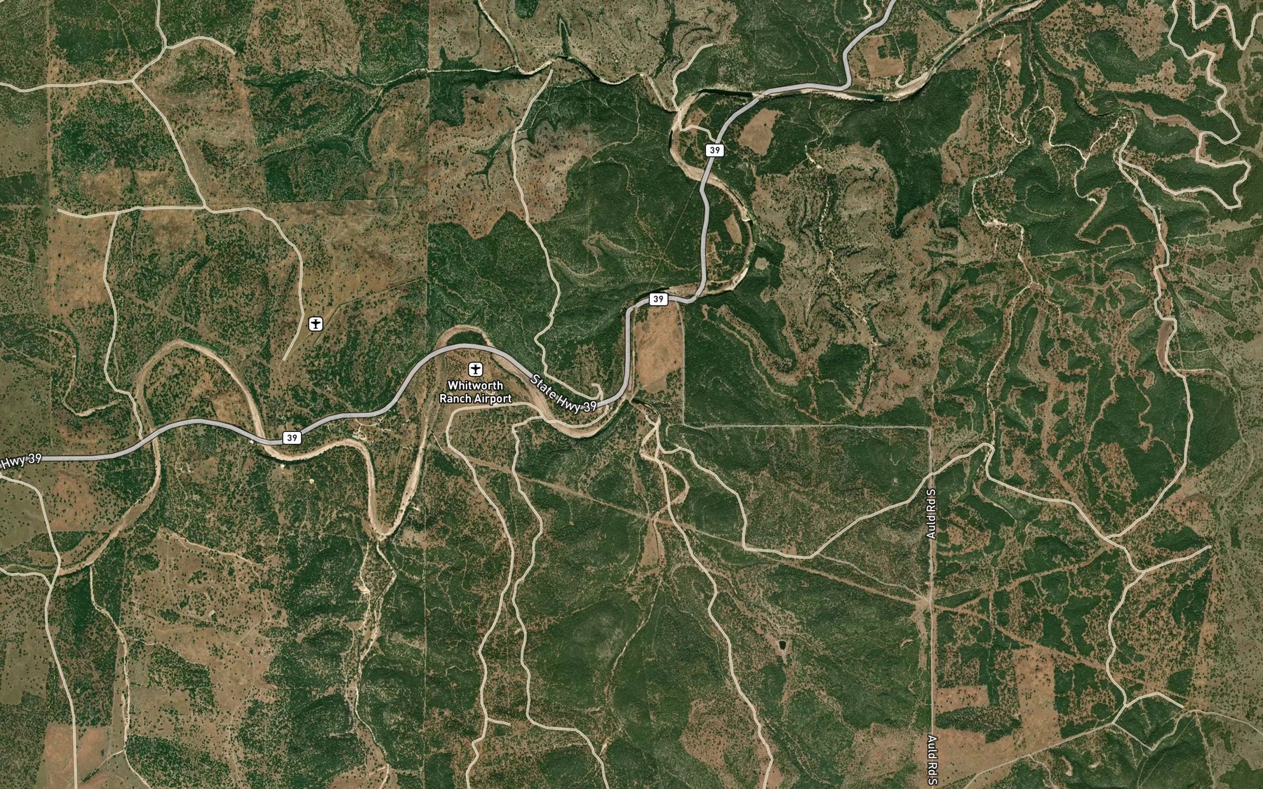 Satellite map of the Mullen Creek