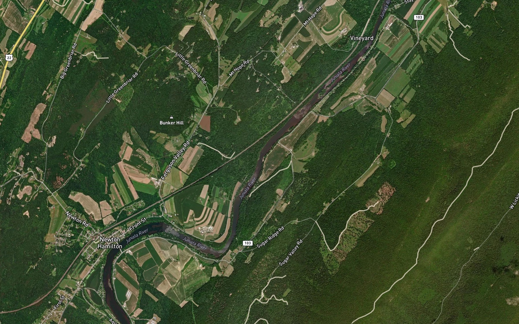 Satellite map of the Beaverdam Run