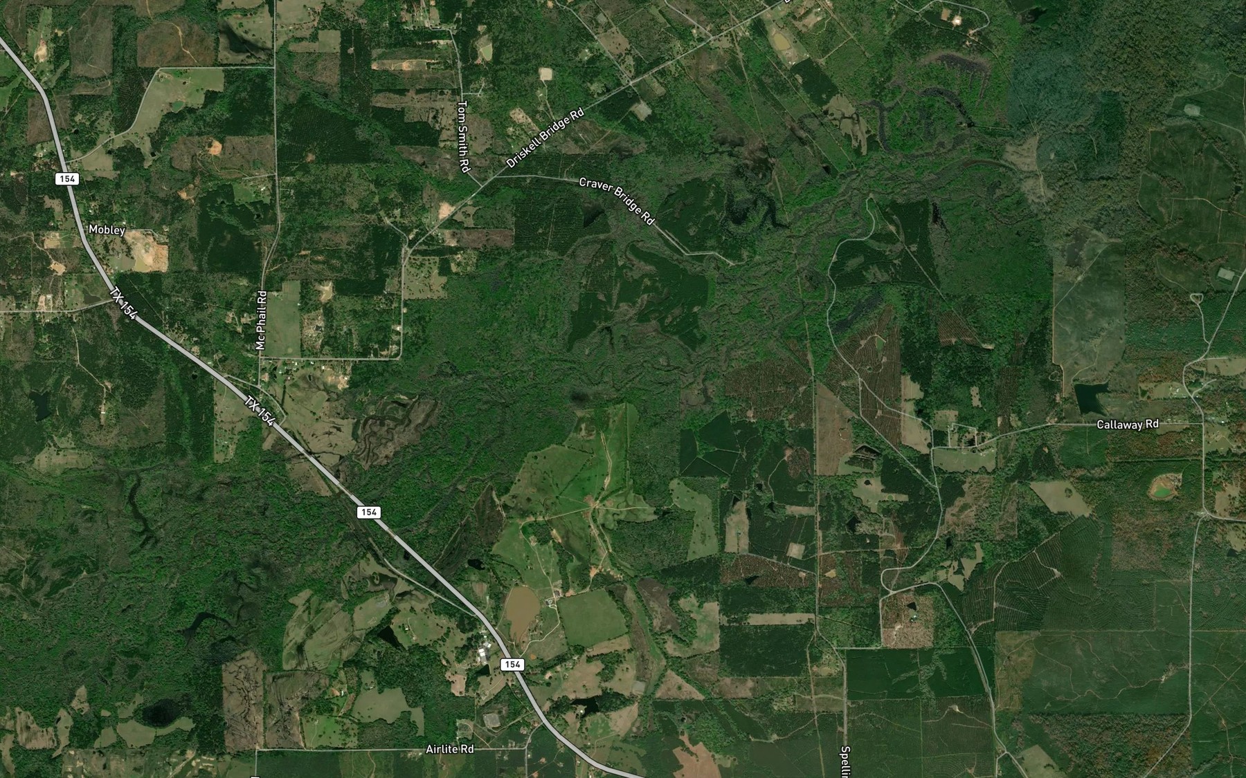 Satellite map of the Lawrence Creek