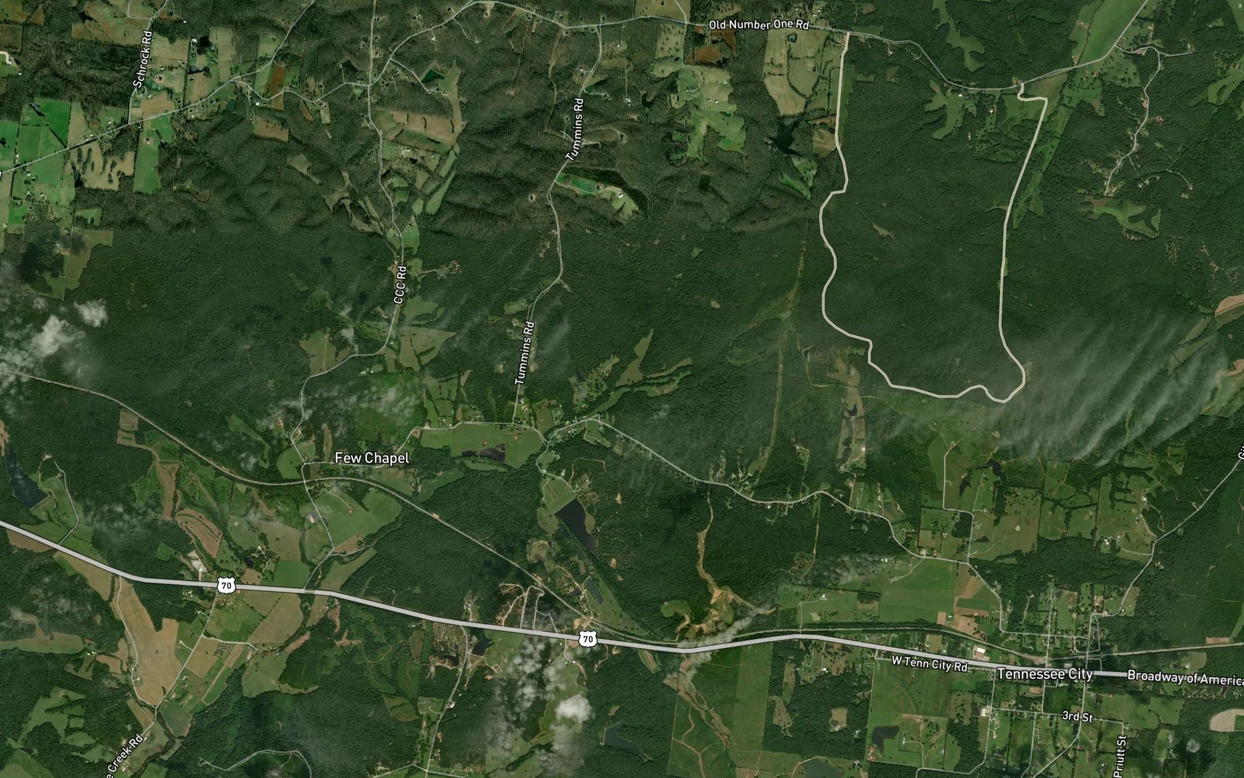 Satellite map of the Sawmill Branch