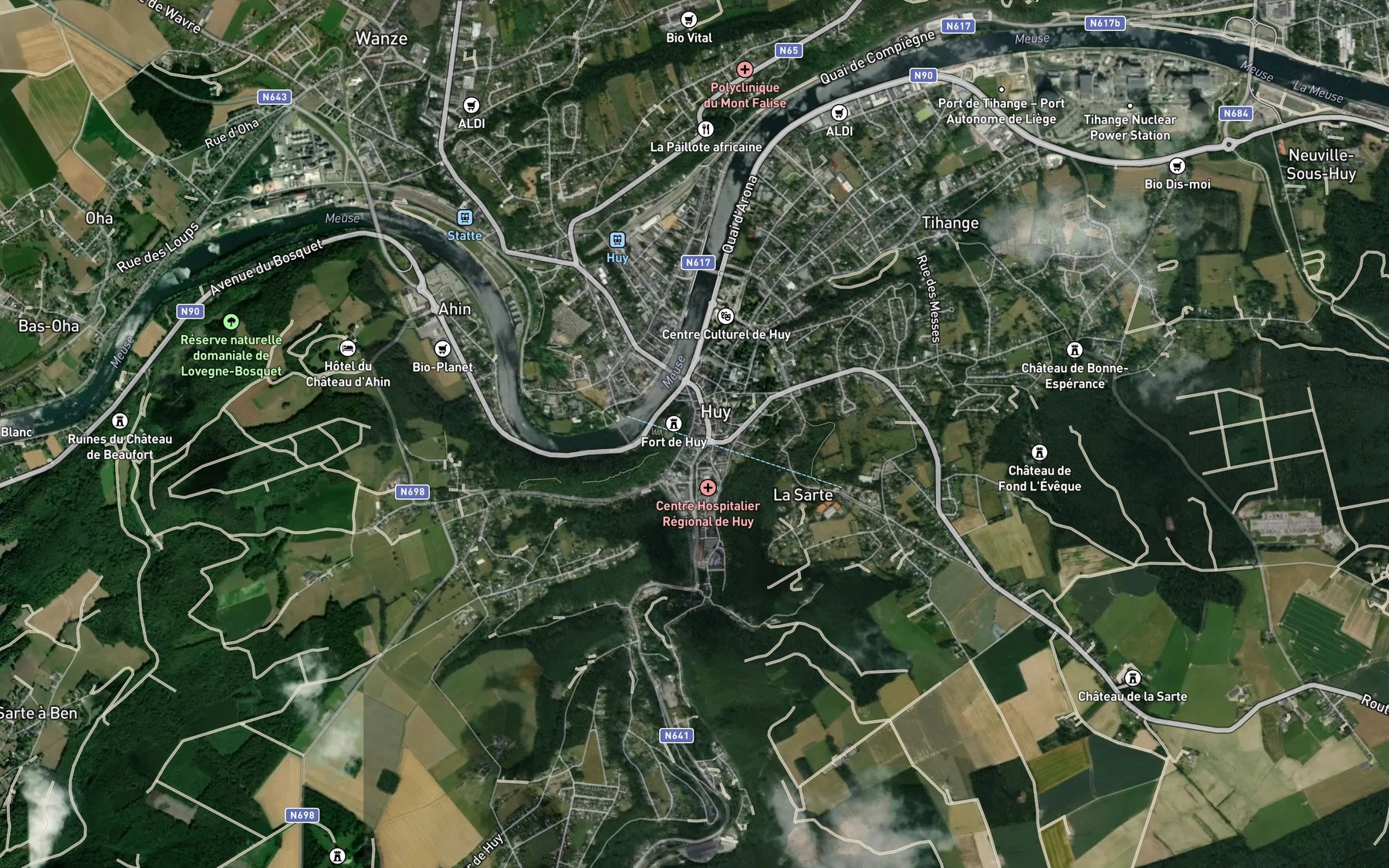 Satellite map of the Hoyoux