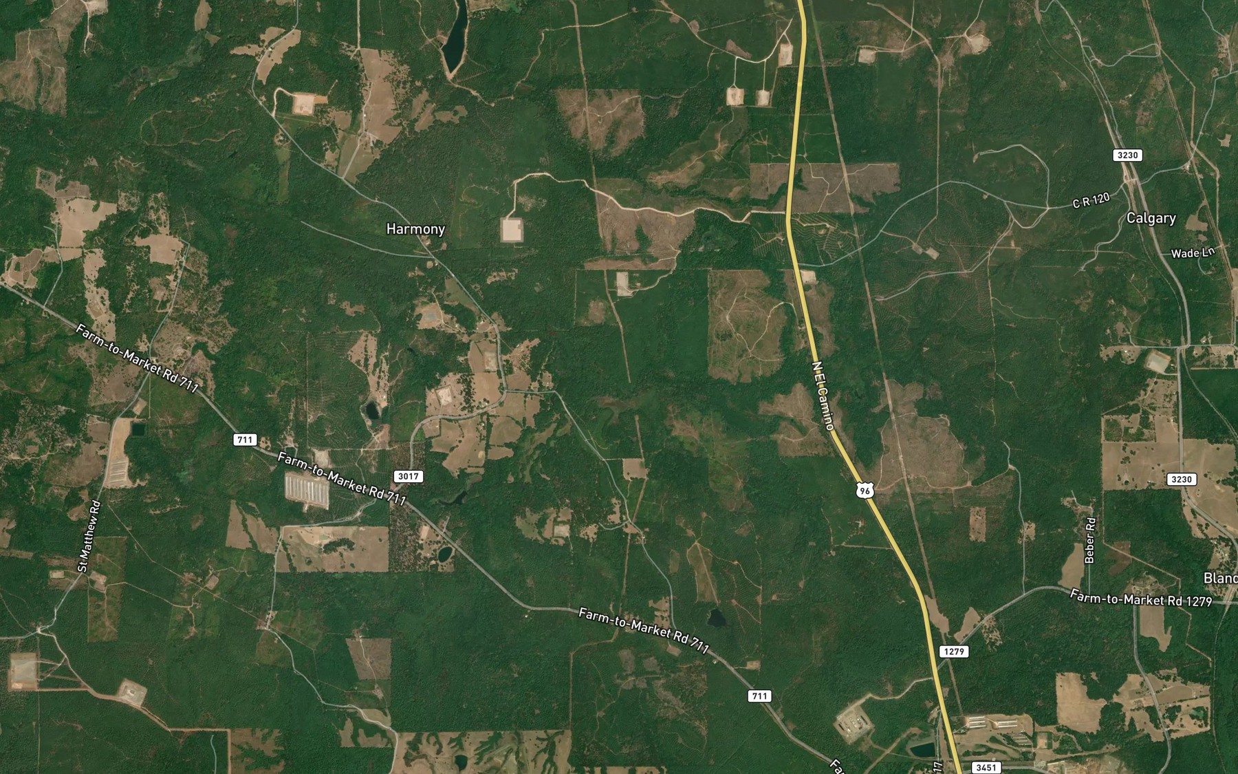 Satellite map of the Couller Creek