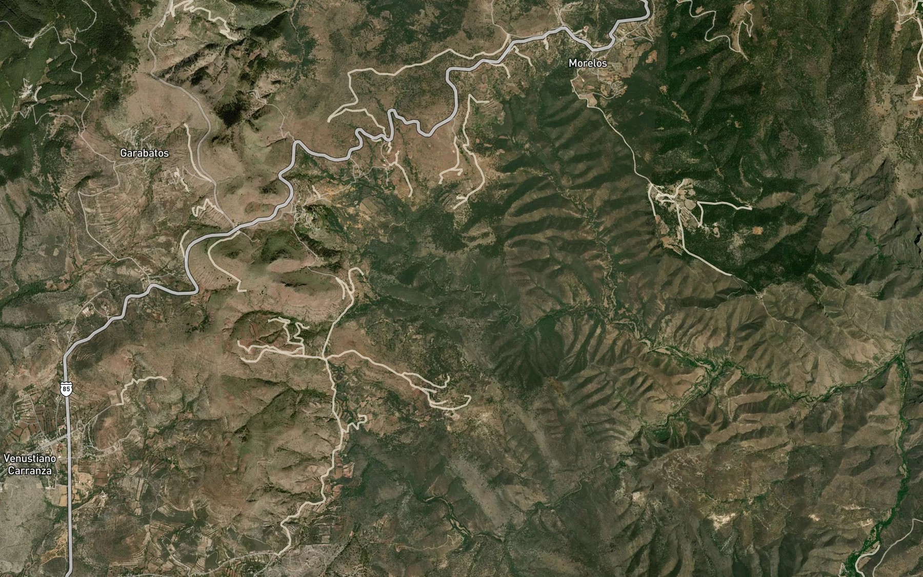 Satellite map of the Barranca Pueblo Nuevo