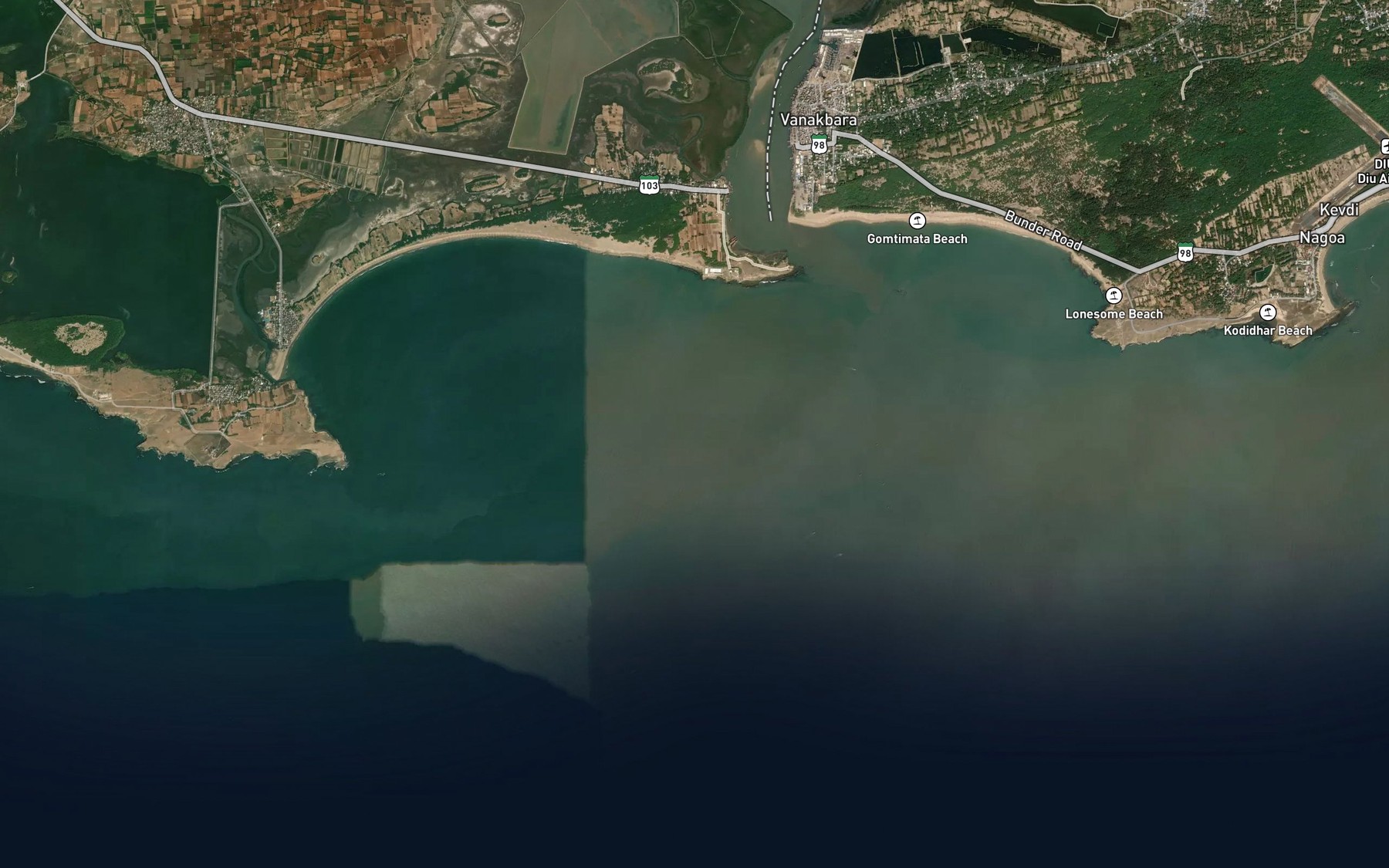 Satellite map of the Rocky Shoal