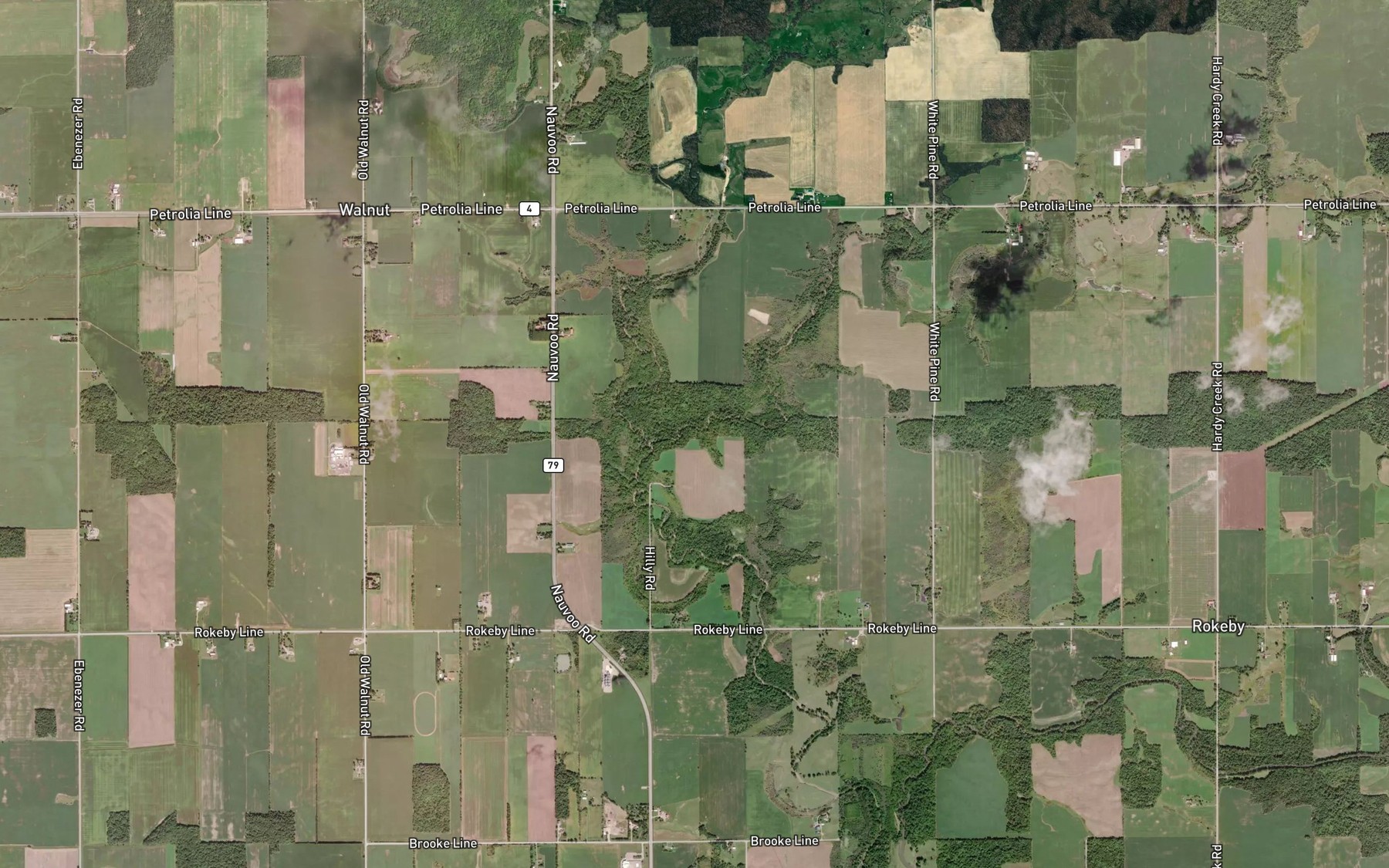 Satellite map of the Hardy Creek