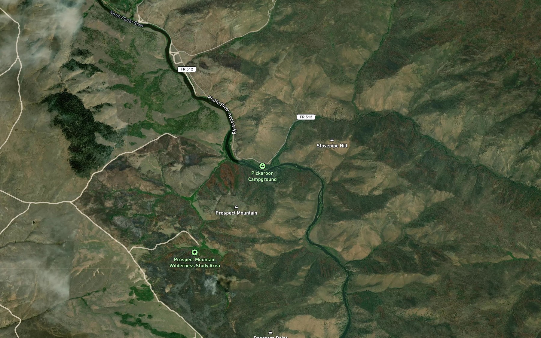 Satellite map of the Douglas Creek