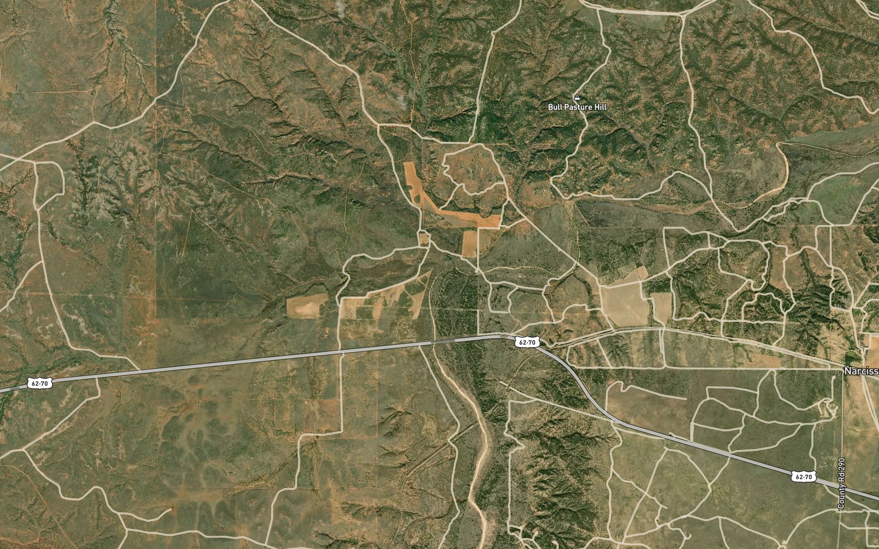 Satellite map of the Bluff Creek