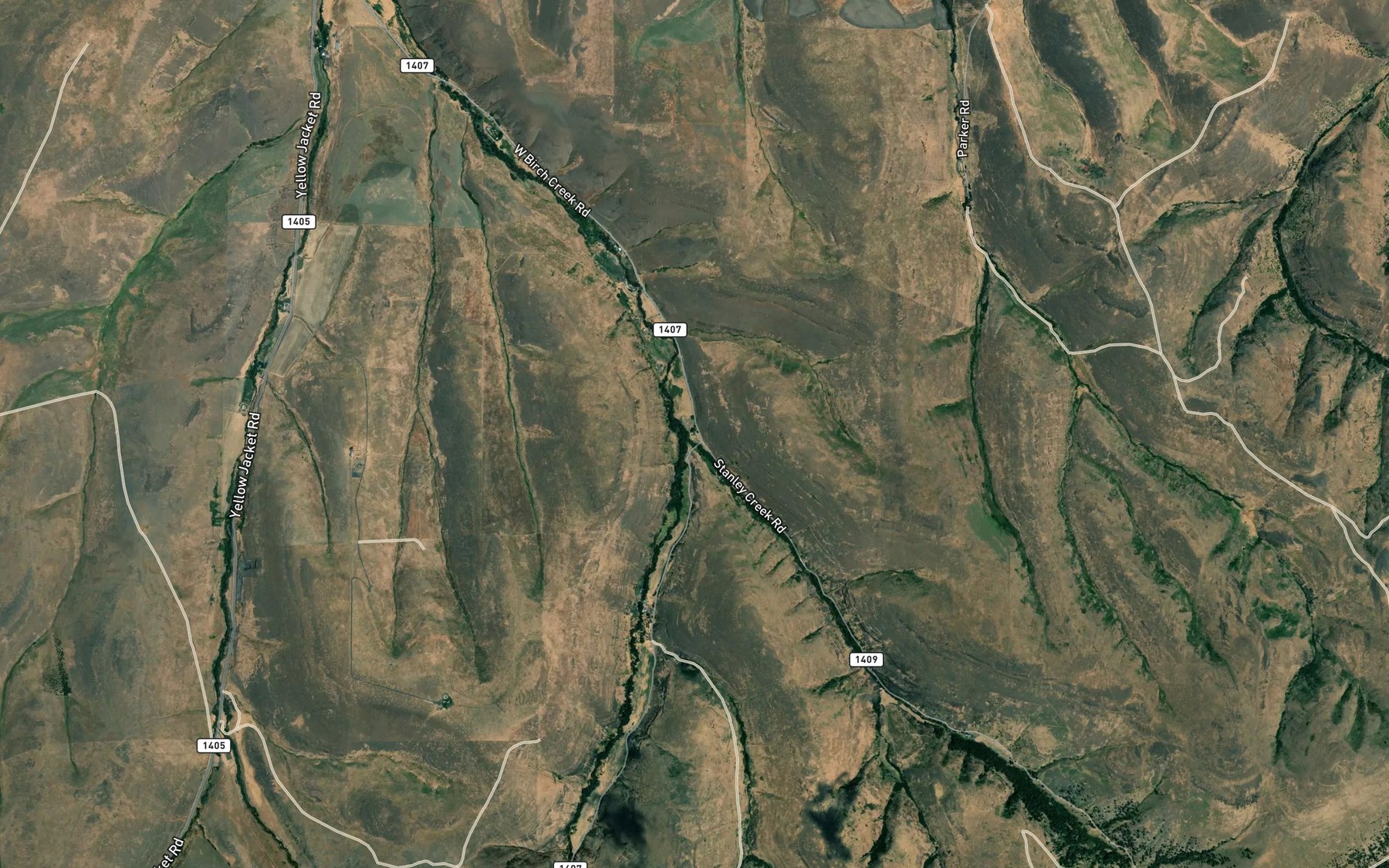 Satellite map of the Stanley Creek