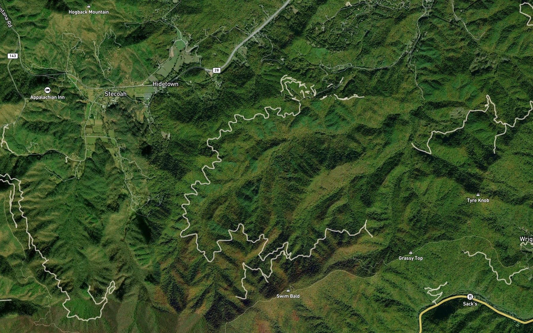 Satellite map of the Little Coon Branch