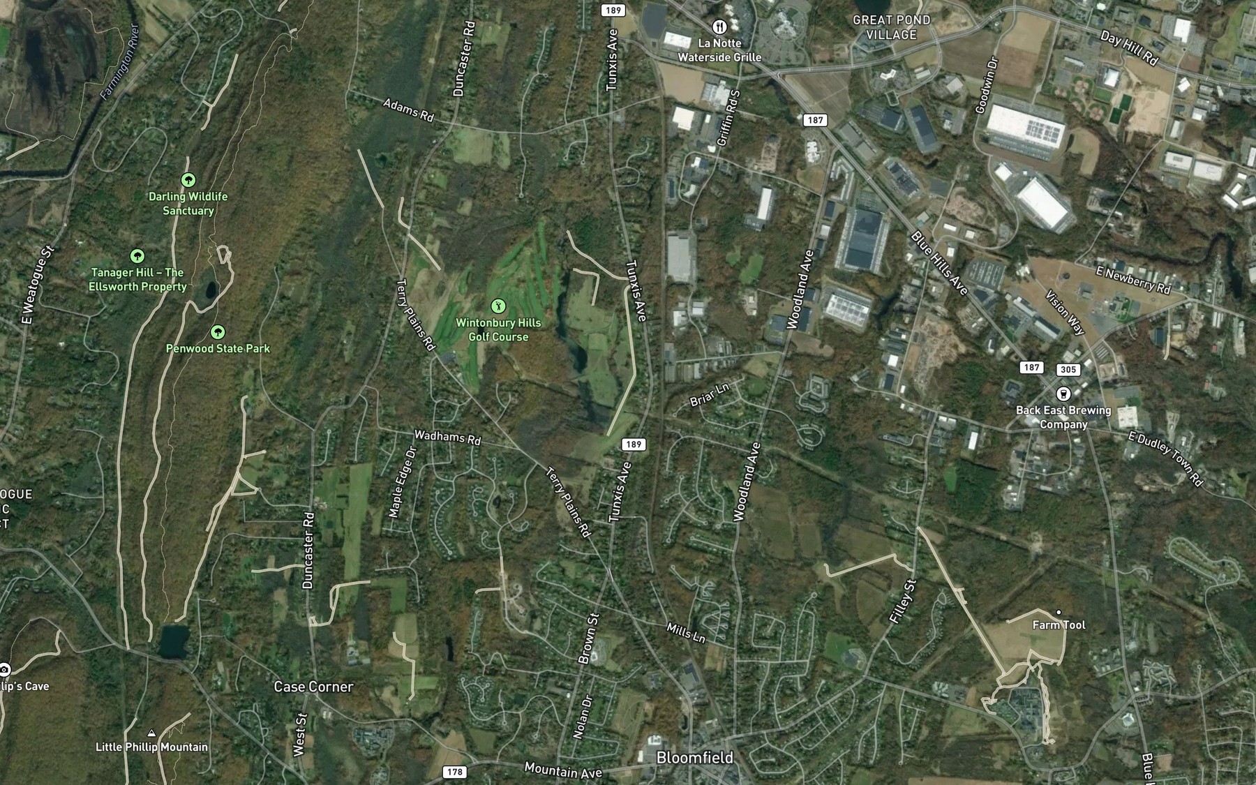 Satellite map of the Bloomfield Reservoir