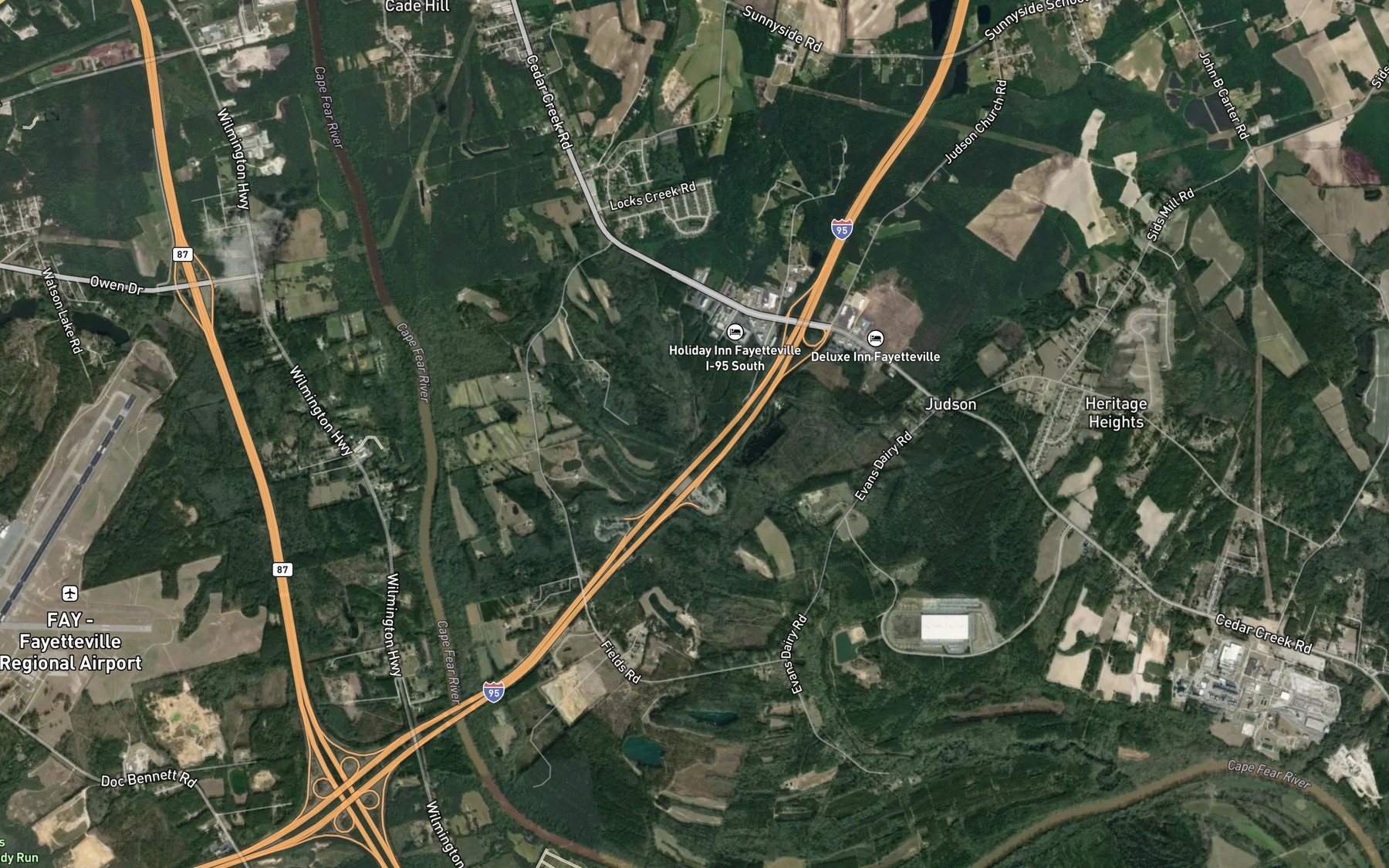 Satellite map of the Locks Creek