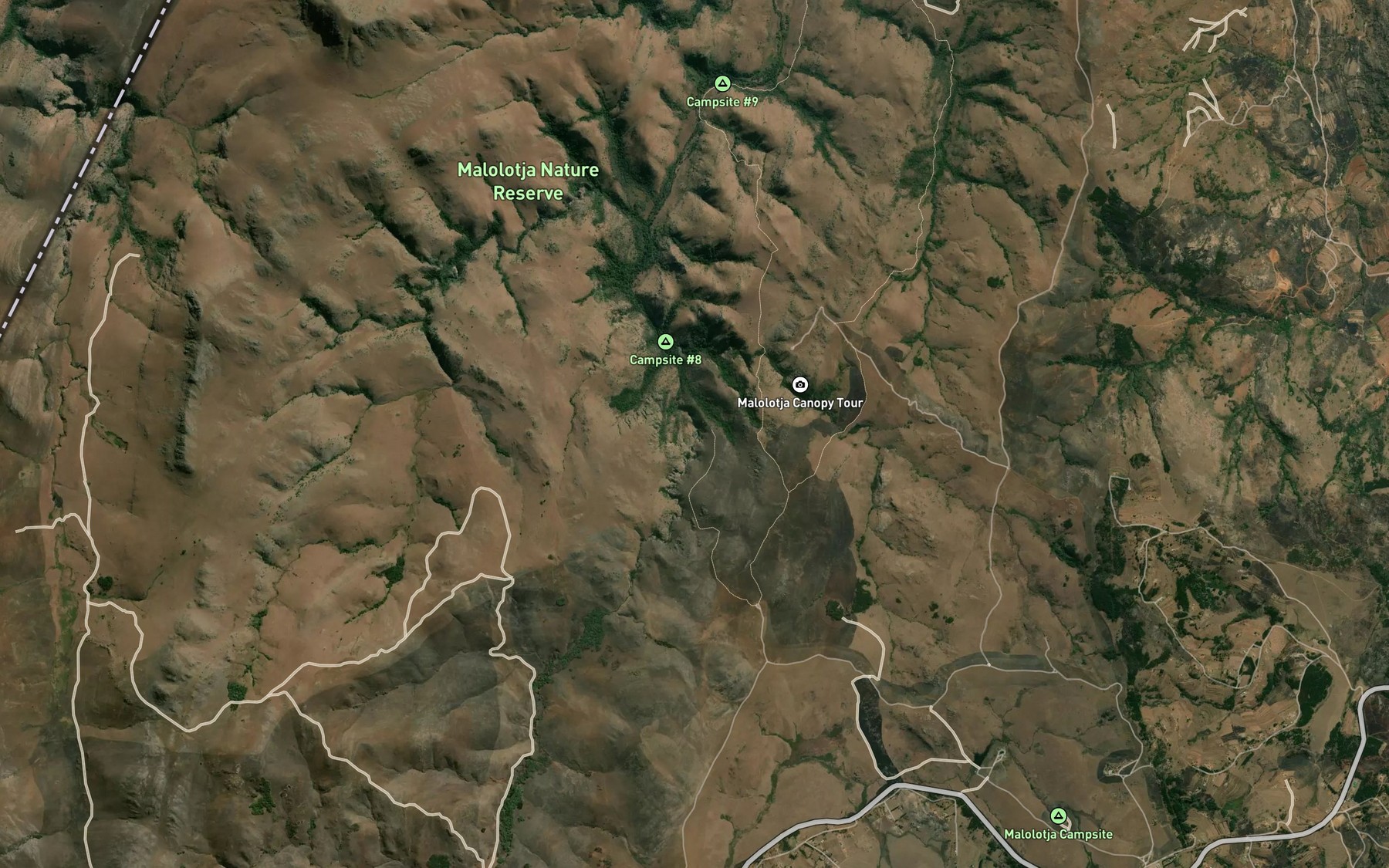 Satellite map of the MalolotshaFalls