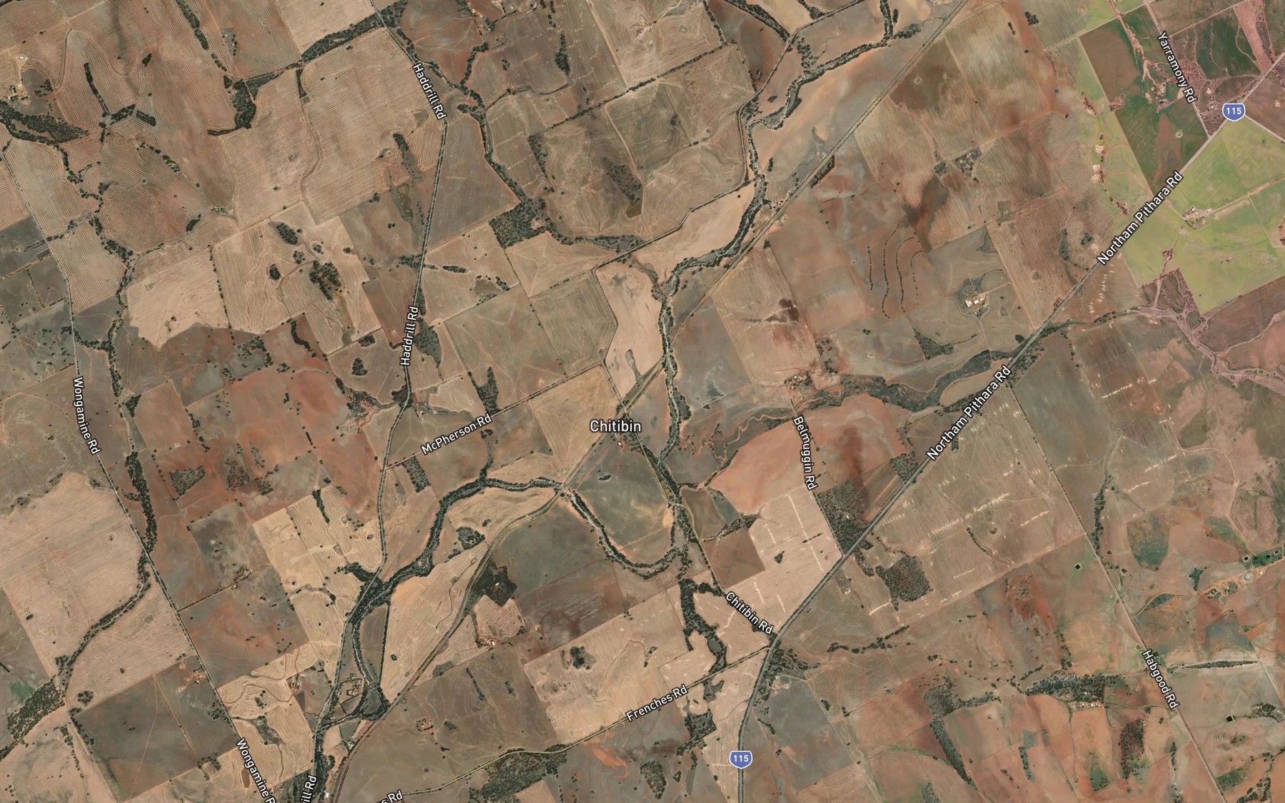 Satellite map of the Jennapullin Brook