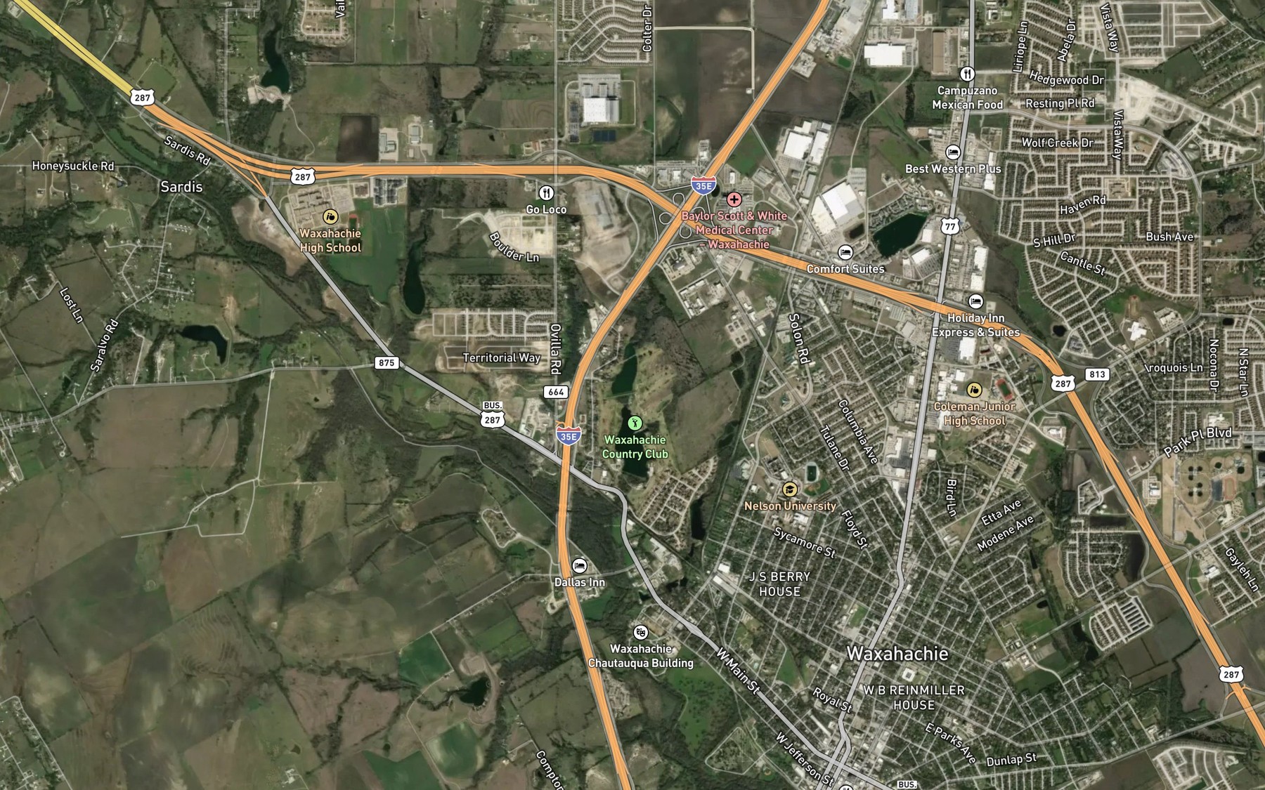 Satellite map of the Soil Conservation Service Site 14 Reservoir