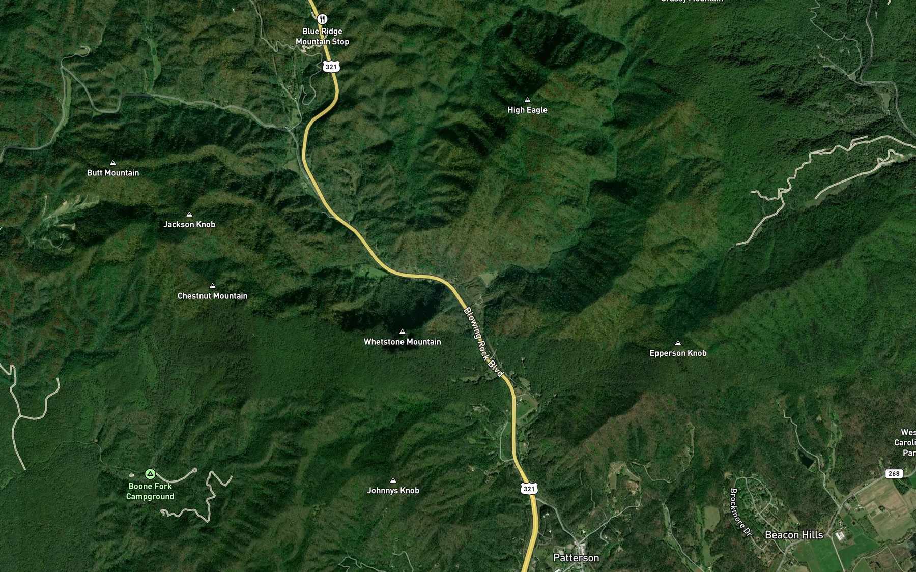 Satellite map of the Preston Creek