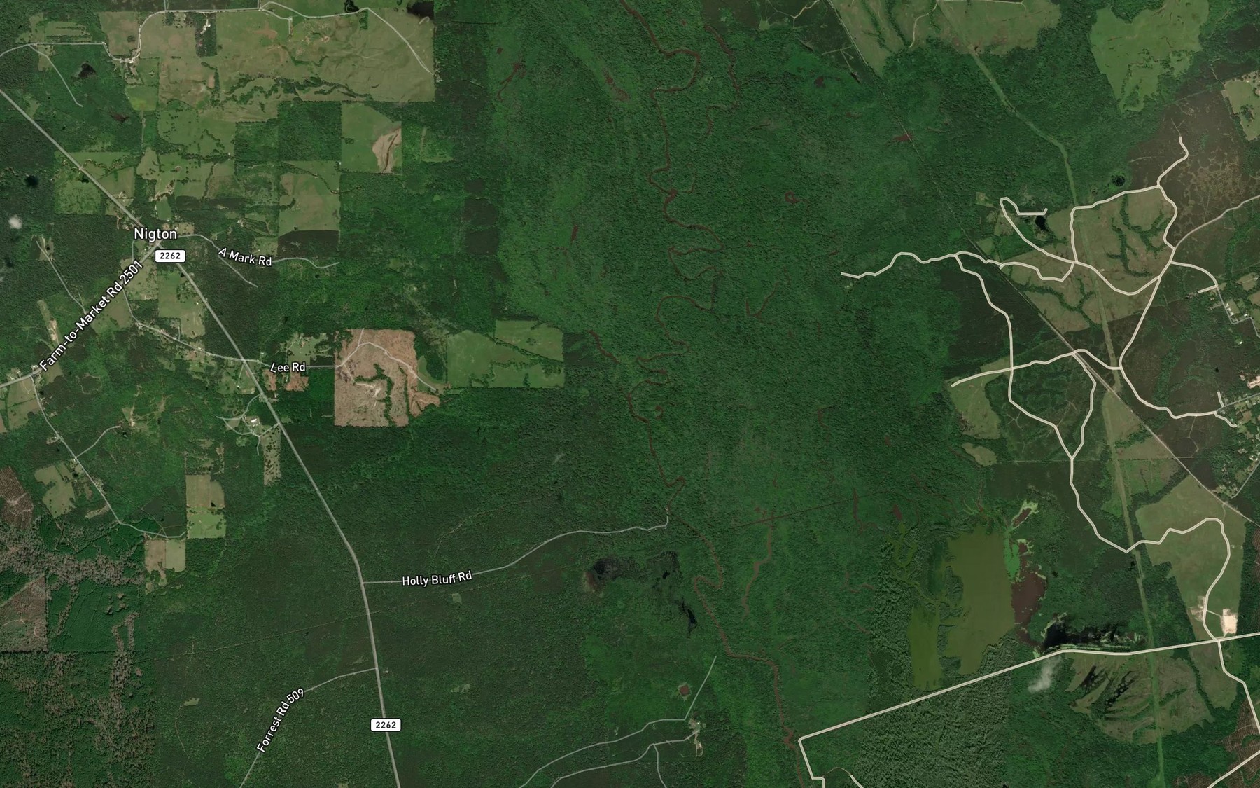 Satellite map of the Hackberry Creek