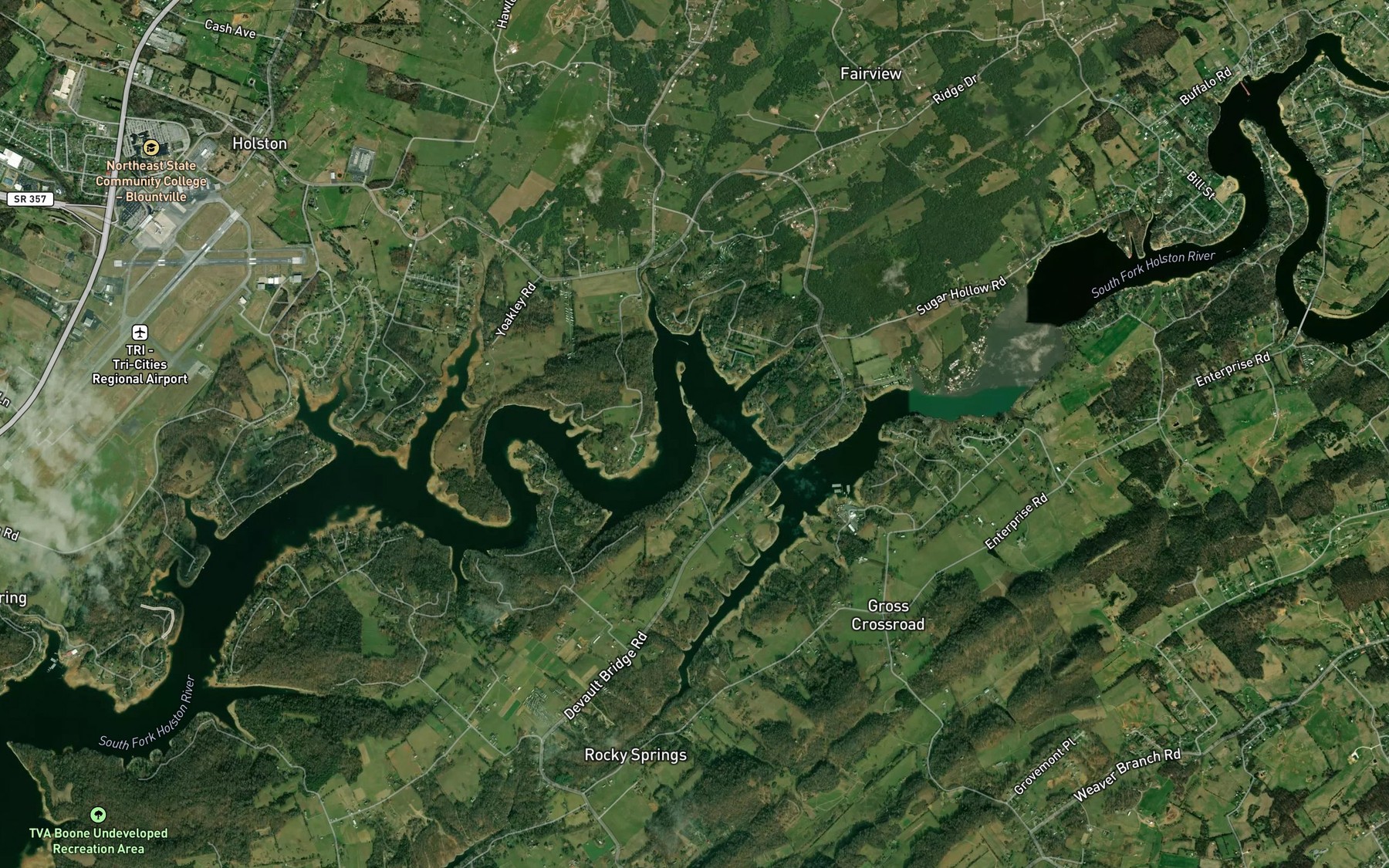 Satellite map of the Wagner Bend