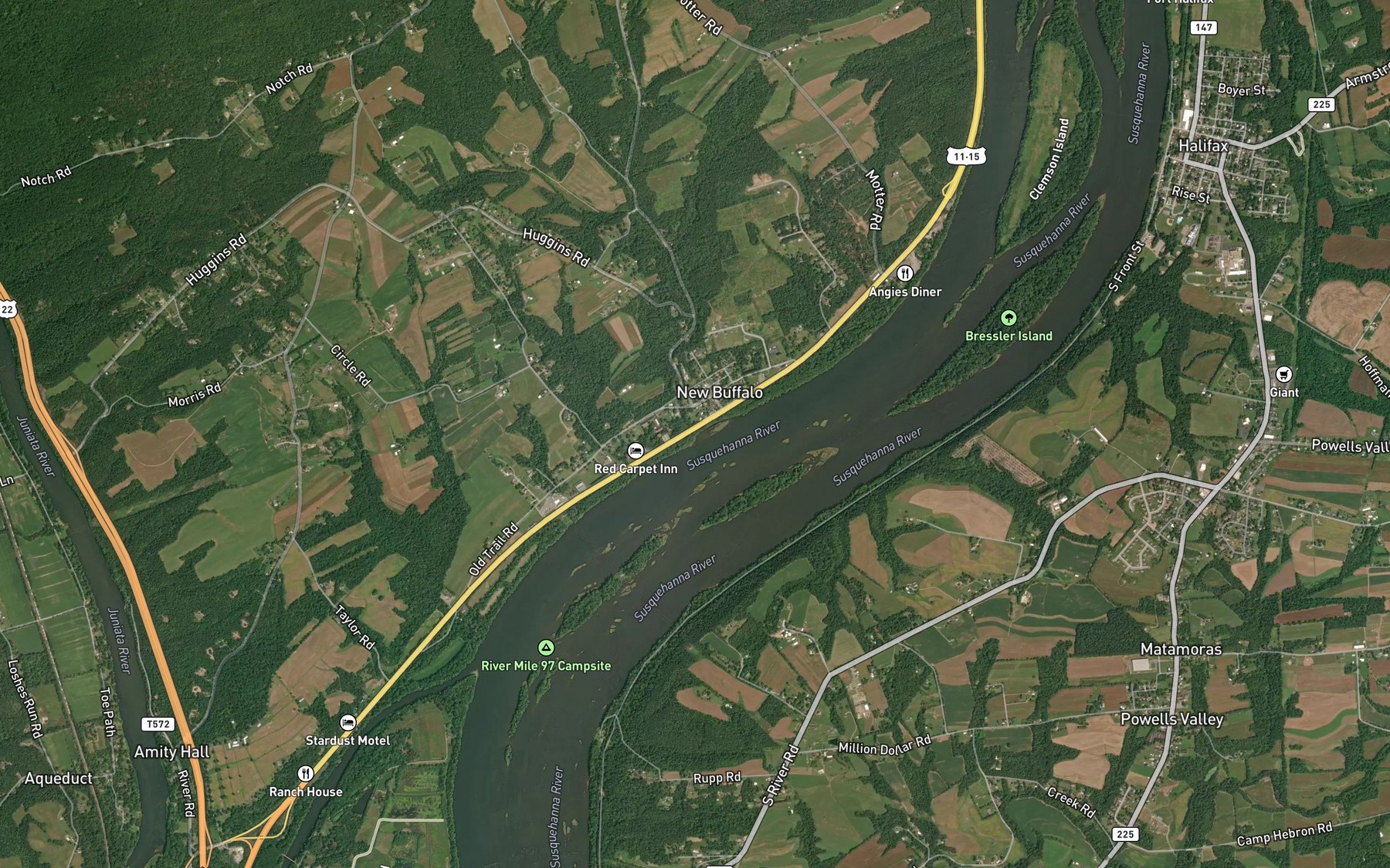 Satellite map of the Buffalo Creek